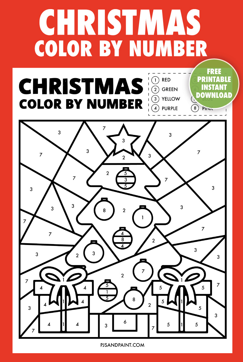 Free Printable Christmas Colornumber Worksheet - Pjs And Paint intended for Christmas Following Directions Worksheet Free