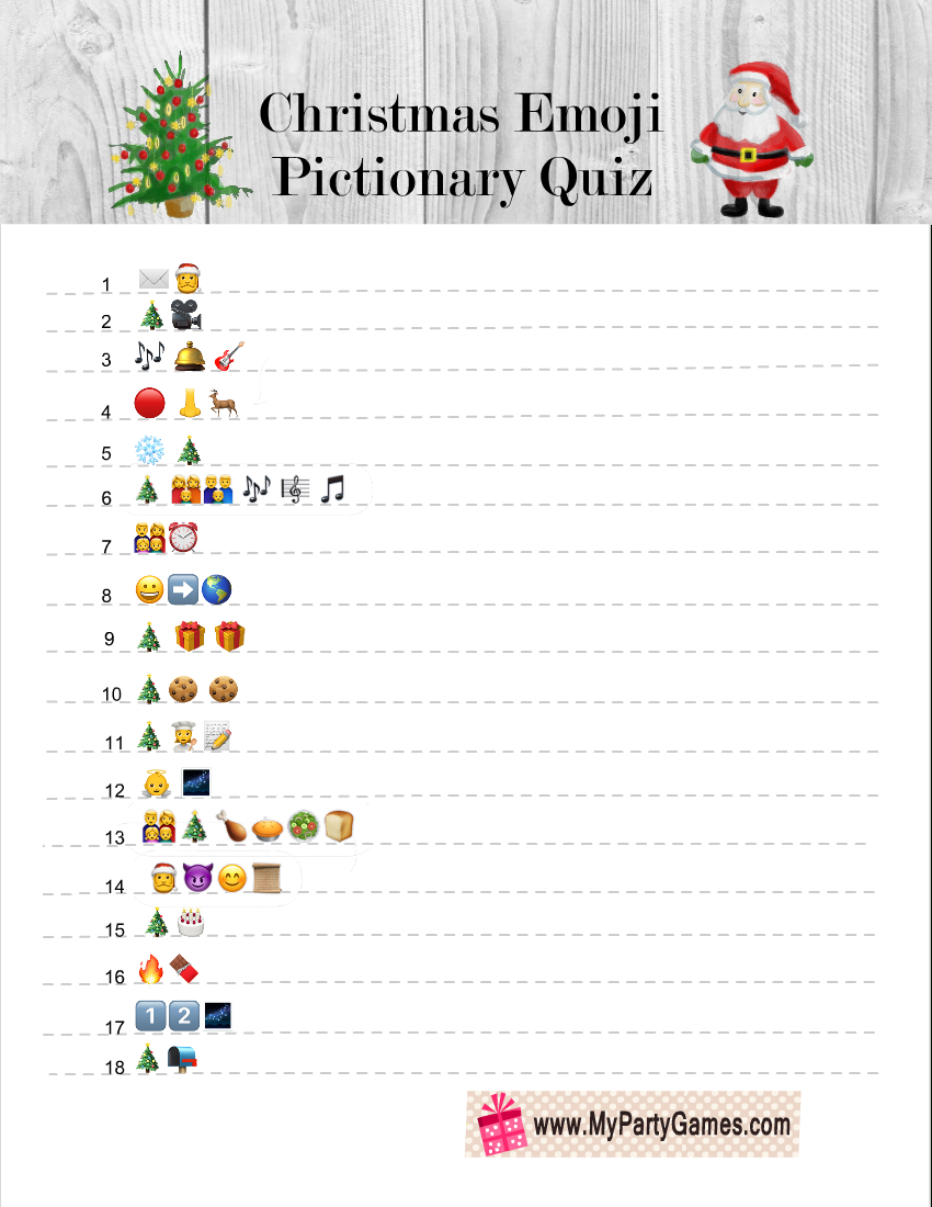 Free Printable Christmas Emoji Pictionary Quiz regarding Free Printable Christmas Emoji Pictionary