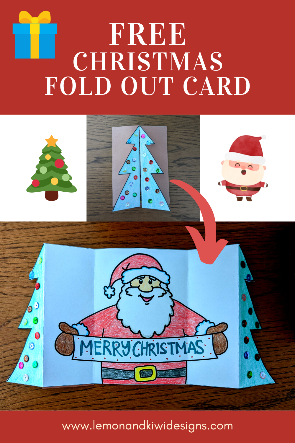 Free Printable Christmas Fold Out Cards - Lemon And Kiwi Designs with Christmas Card Printable Foldable