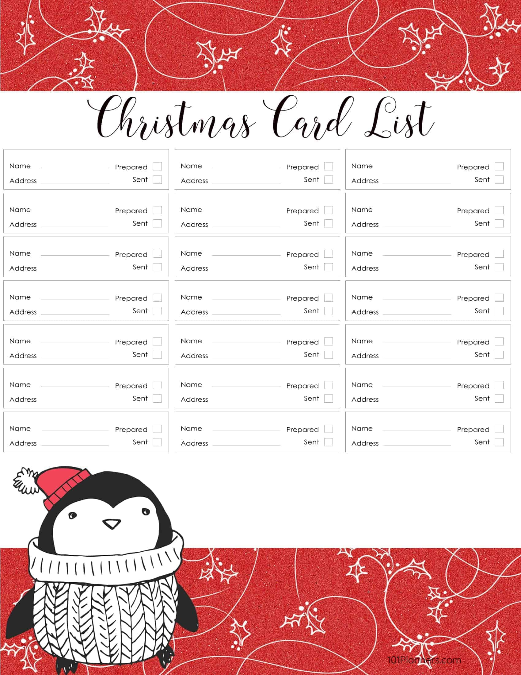 Free Printable Christmas Gift List Template intended for Christmas Address List Template