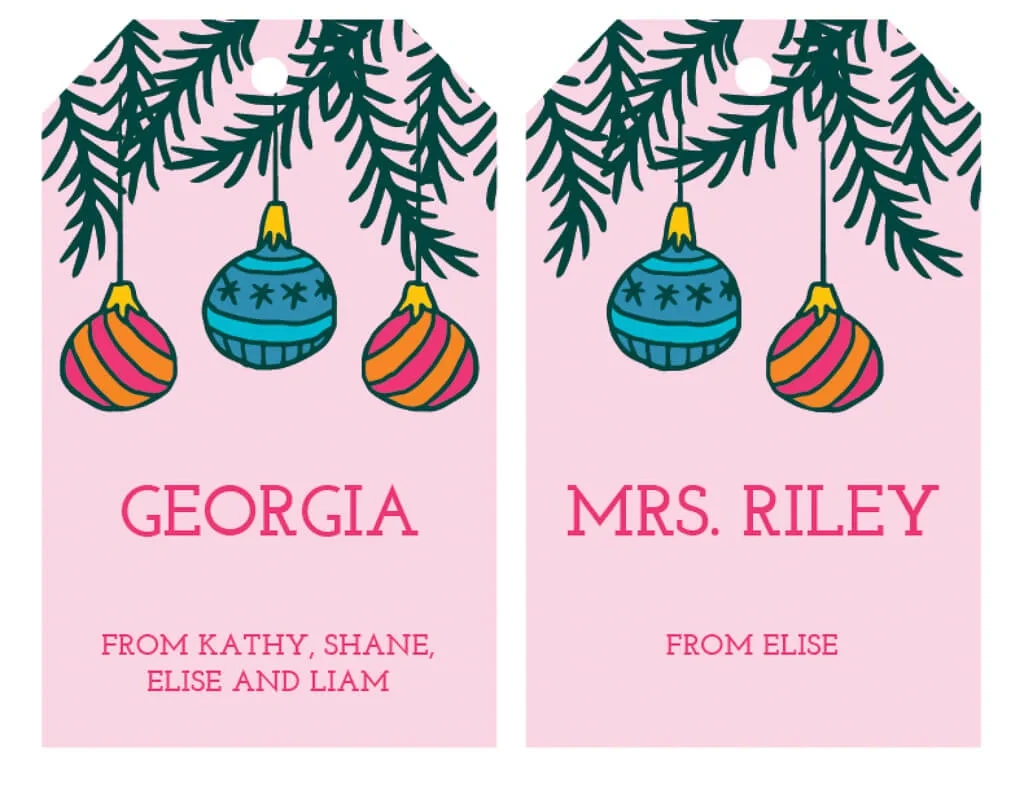 Free Printable Christmas Gift Tags In Pink - Editable - Merriment for Printable Christmas Tags Personalized
