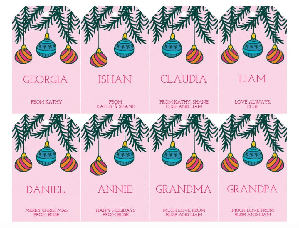 Free Printable Christmas Gift Tags In Pink - Editable - Merriment pertaining to Editable Christmas Tags Printable Free