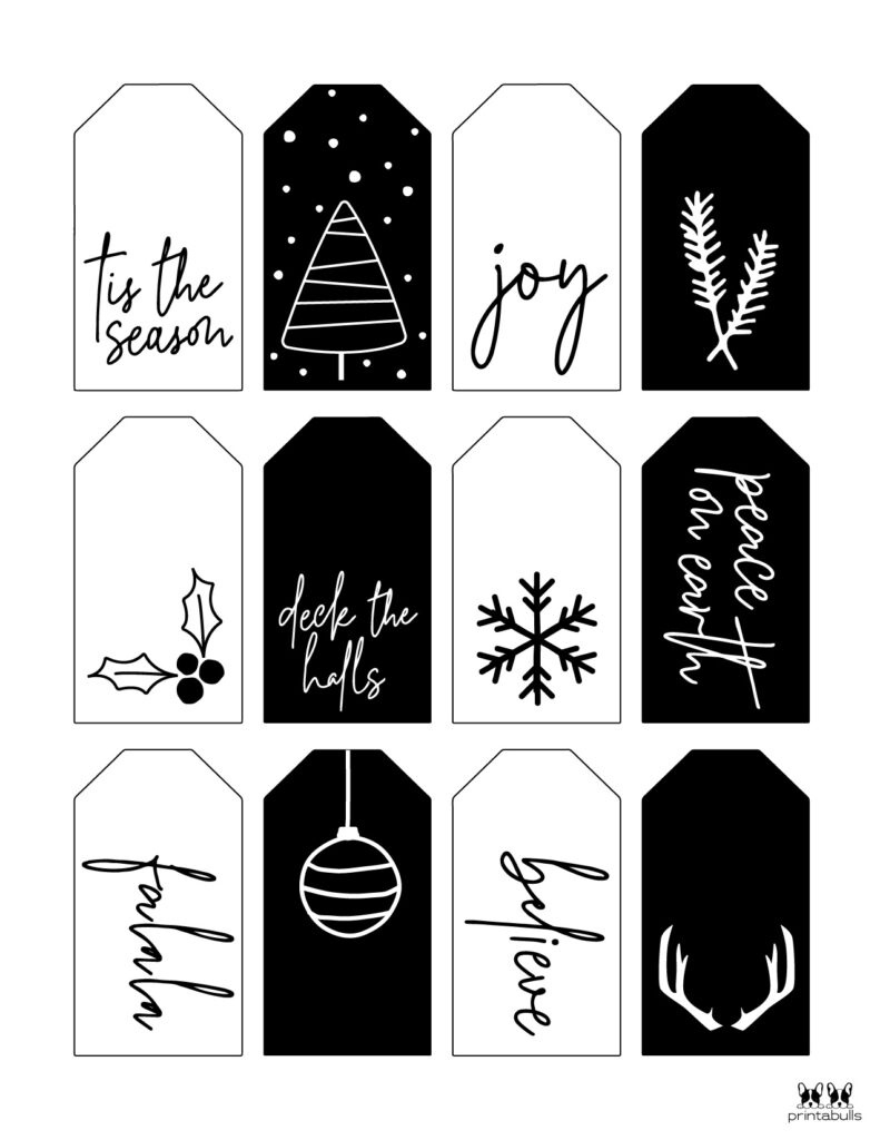 Free Printable Christmas Gift Tags | Printabulls inside Black and White Christmas Labels Printable