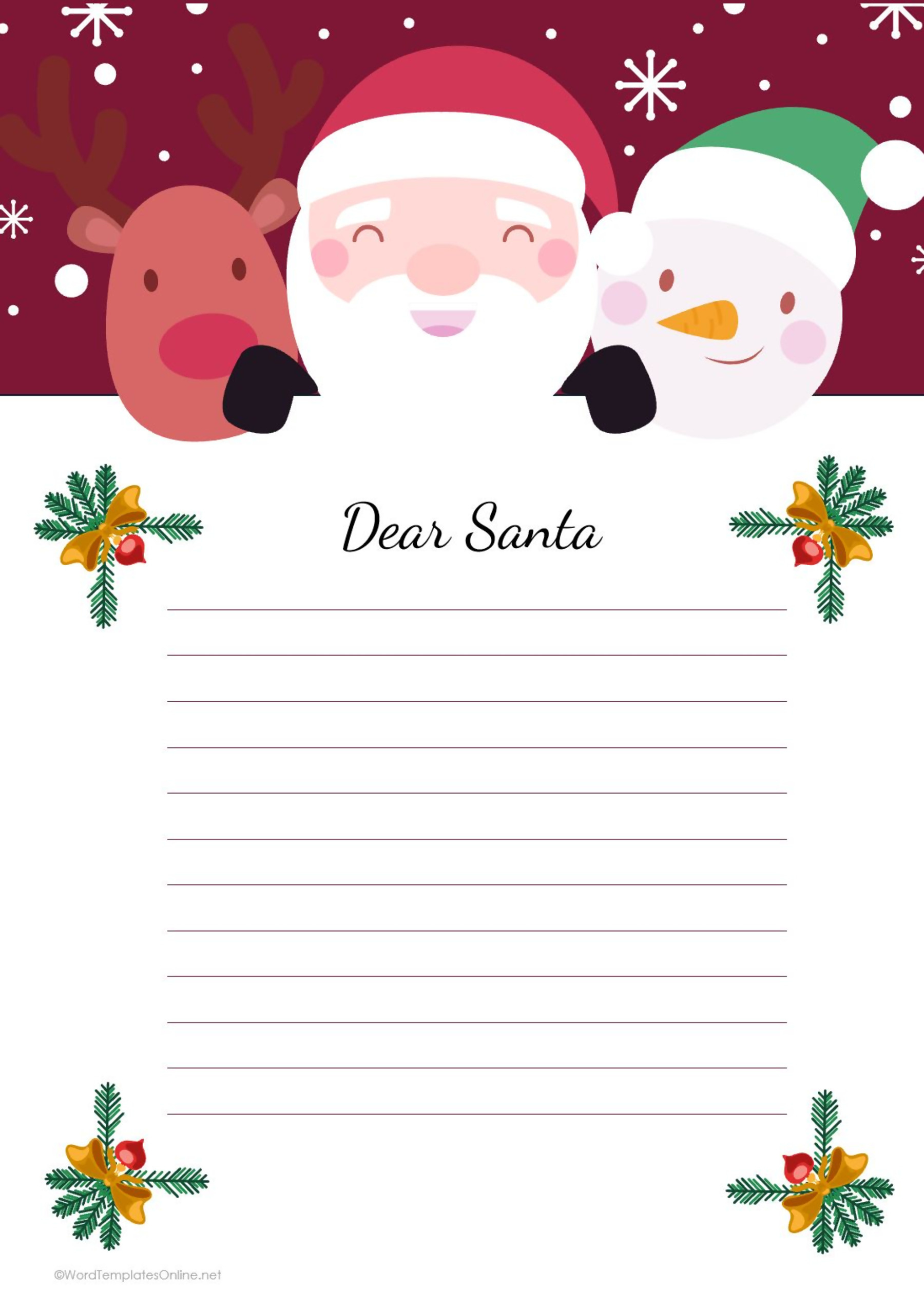 Free Printable Christmas Letter To Santa Templates intended for Christmas Letter 2025 Template