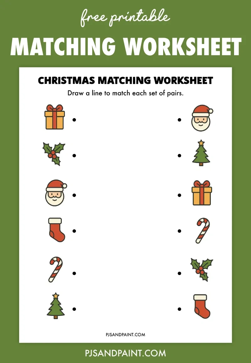 Free Printable Christmas Matching Worksheet - Pjs And Paint in Christmas Matching Worksheets Printable
