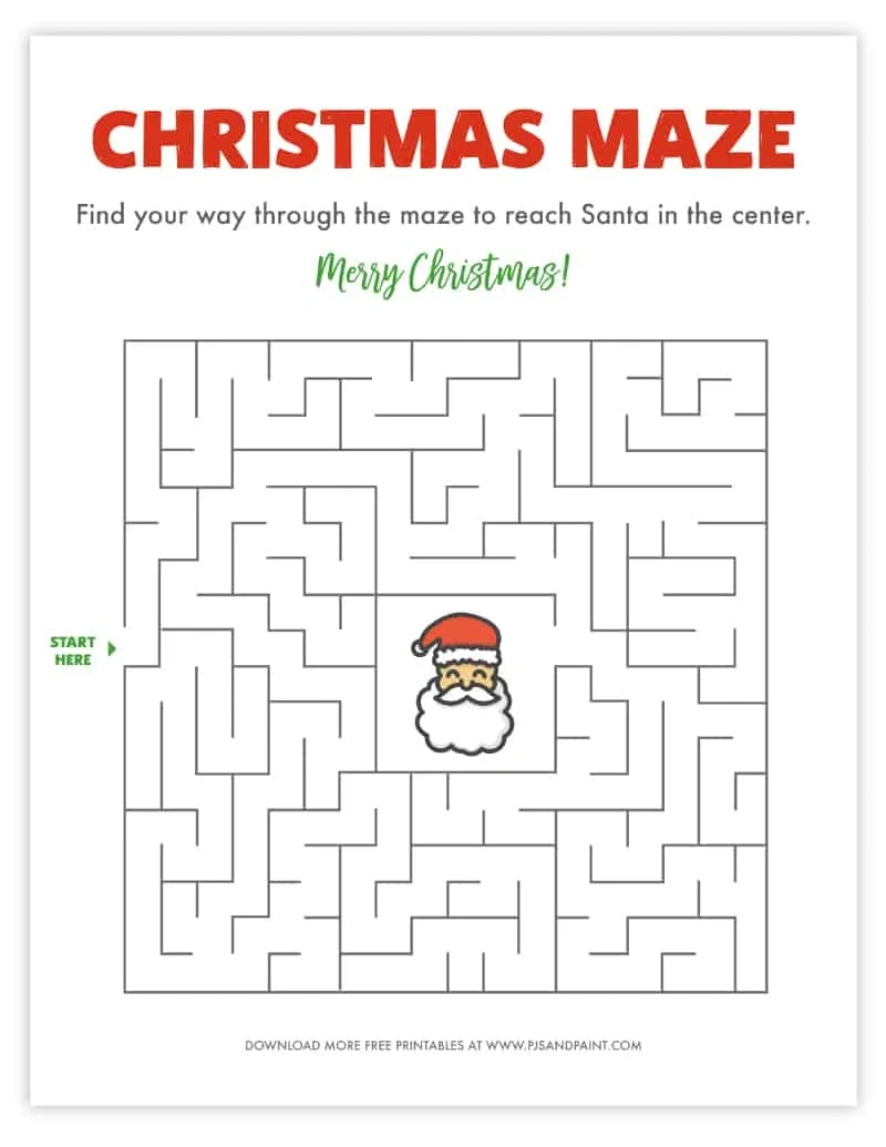 Free Printable Christmas Maze - Christmas Games And Activities within Christmas Maze Puzzles Printable