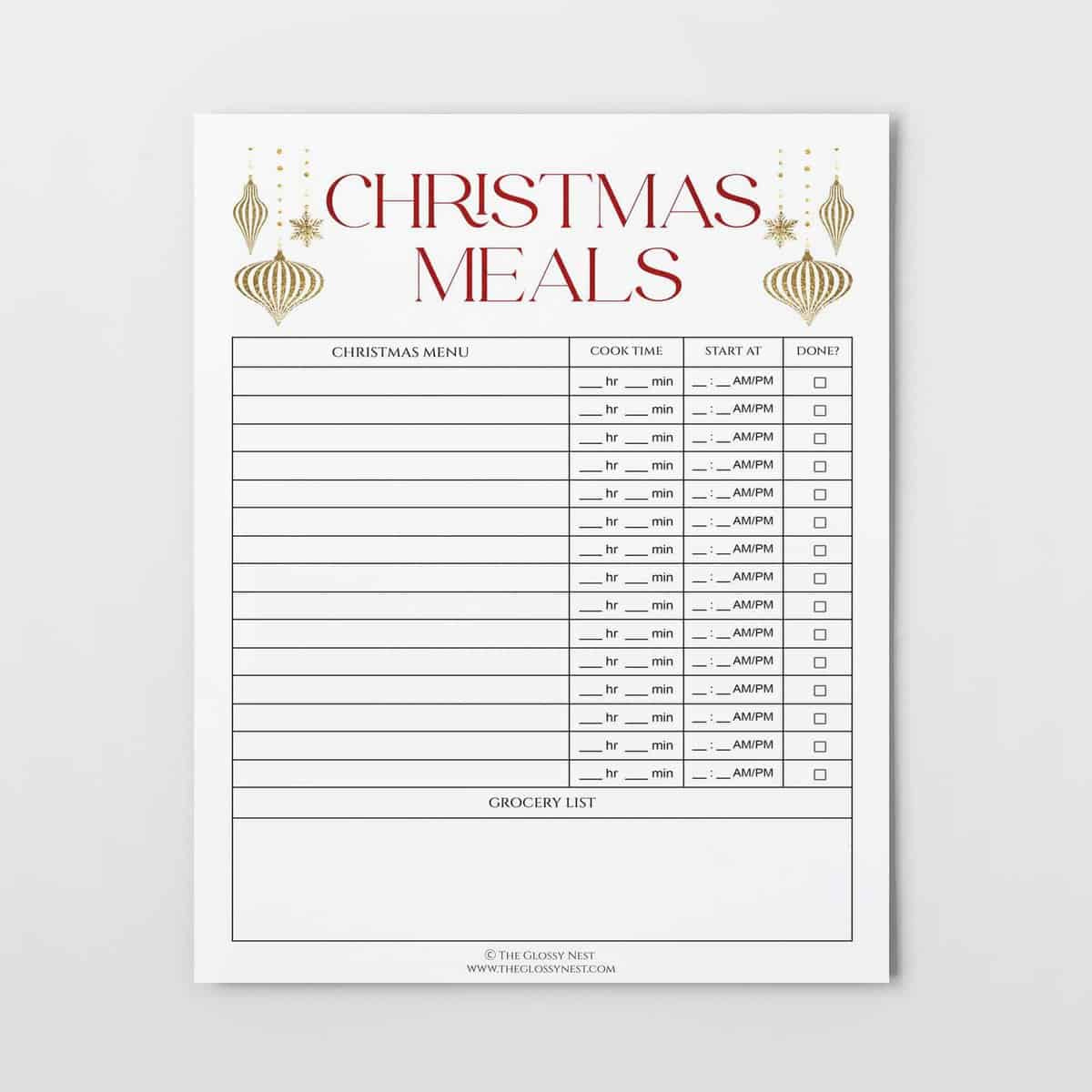 Free Printable!} Christmas Meal Planner Printable To Prep A Feast for Christmas Cooking Schedule Printable
