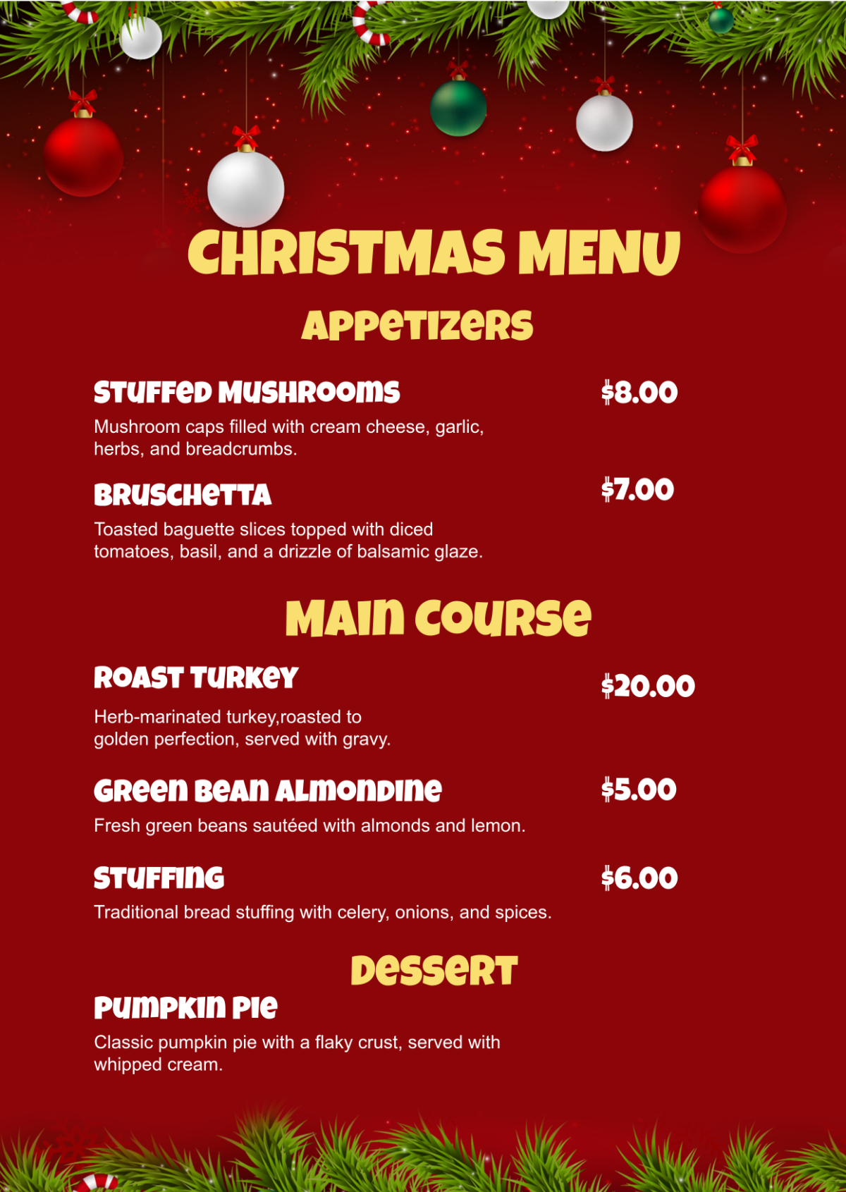 Free Printable Christmas Menu Template To Edit Online for Christmas Menu Template Printable