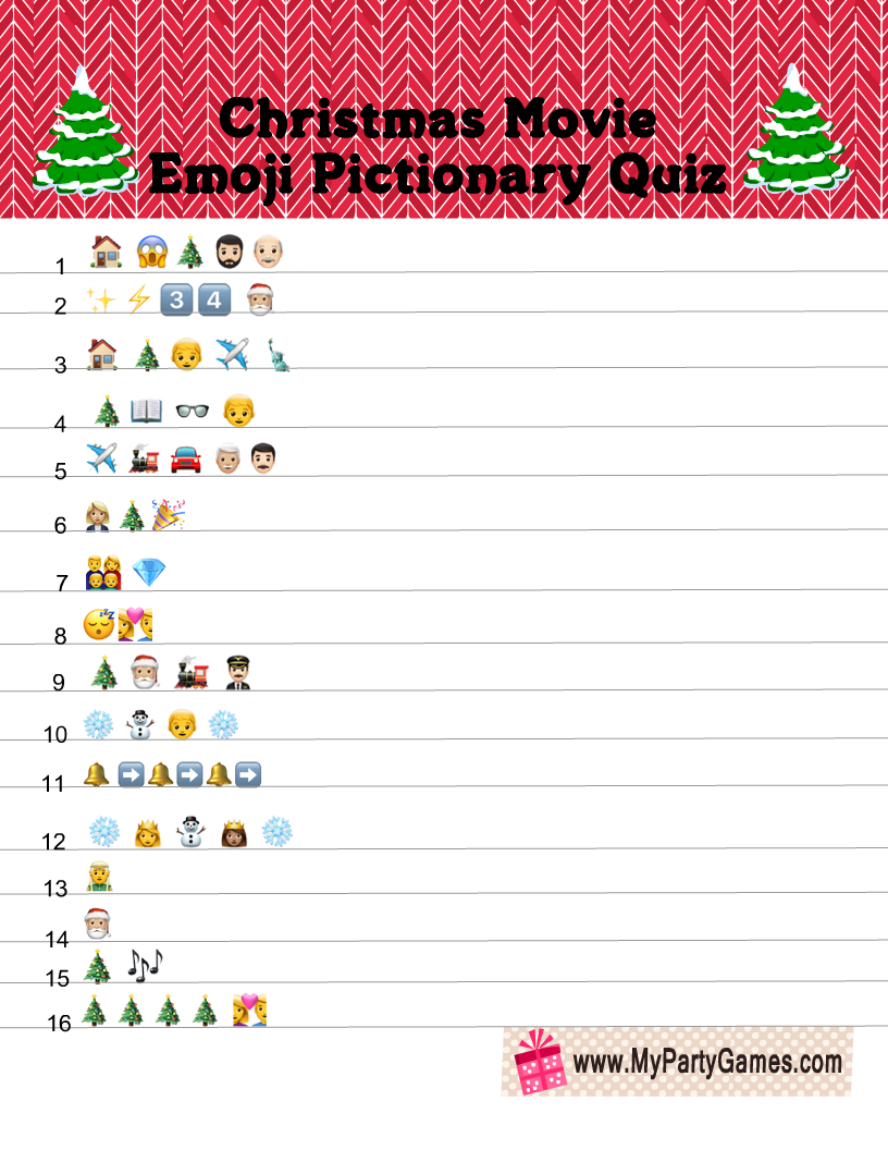 Free Printable Christmas Movie Emoji Pictionary Quiz within Christmas Emoji Pictionary Free Printable