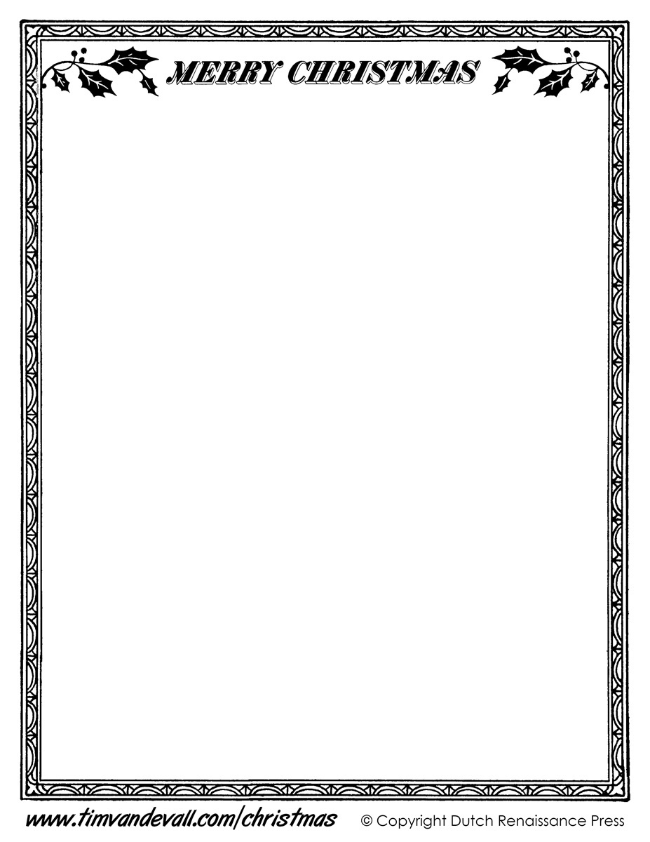 Free Printable Christmas Paper Templates with regard to Printable Christmas Border Black and White