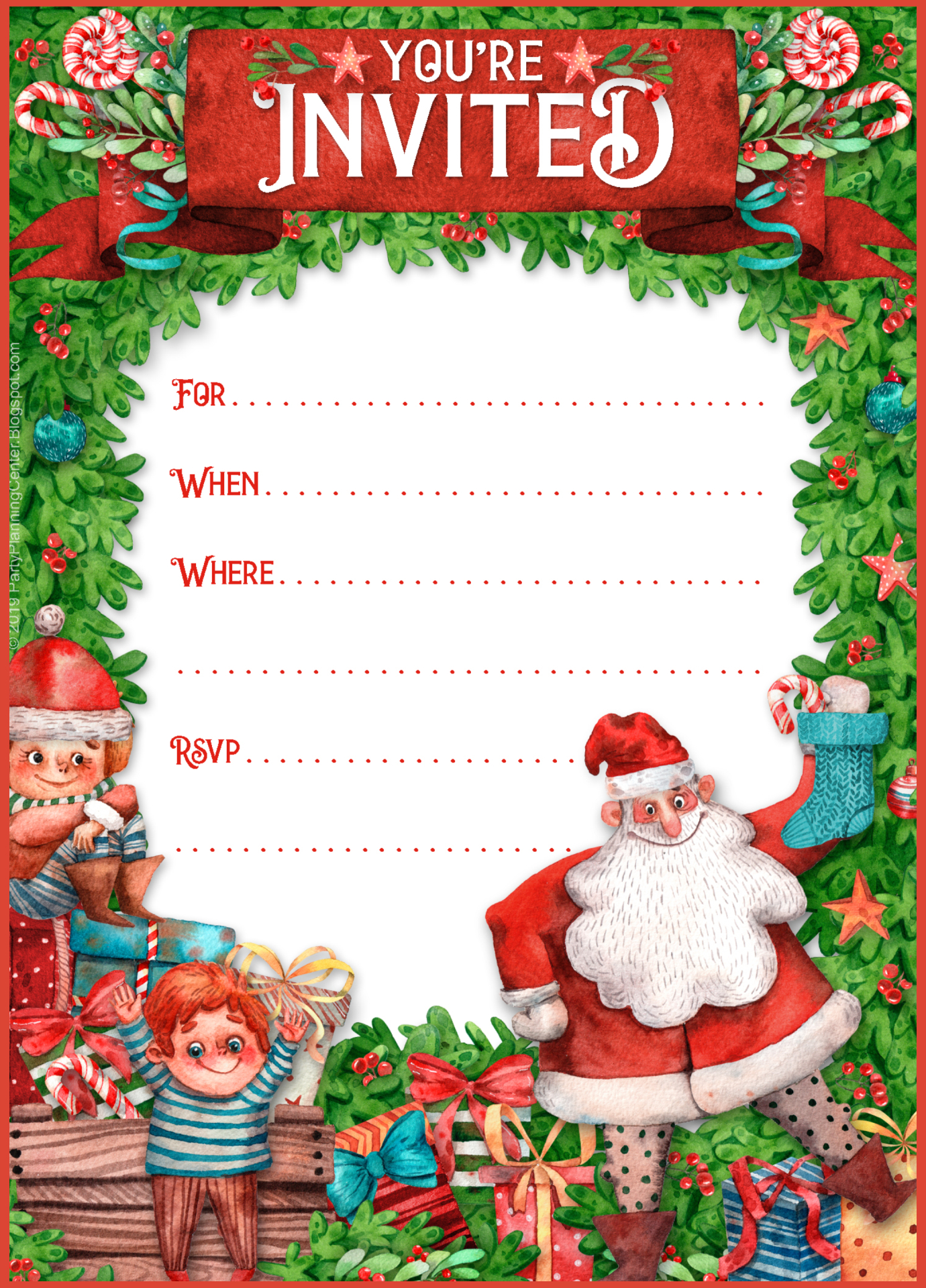 Free Printable Christmas Party Invitation - Download And Print inside Blank Printable Christmas Invitations