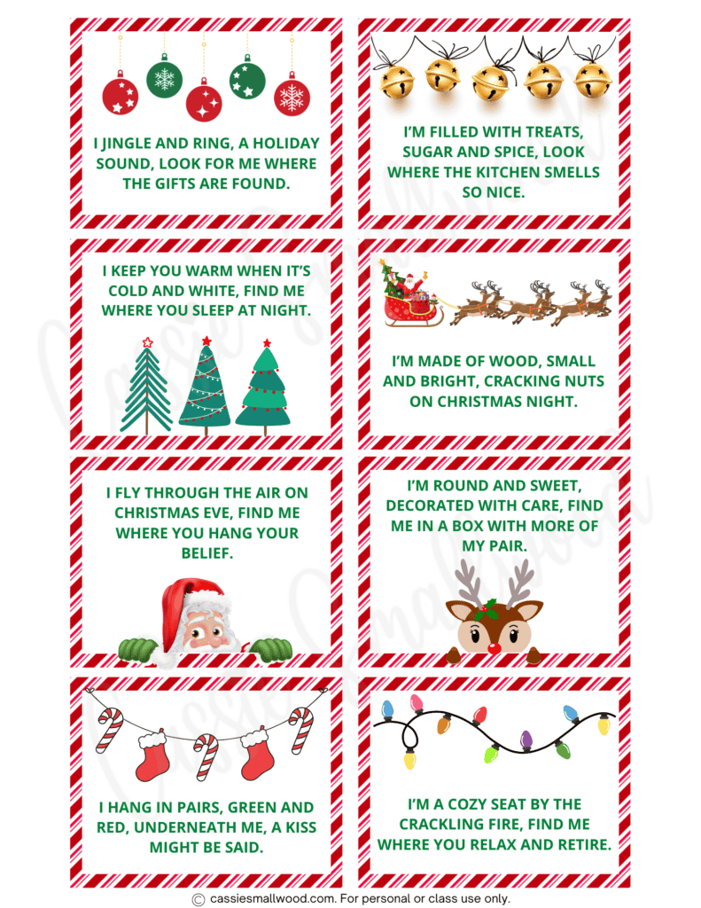 Free Printable Christmas Scavenger Hunt Clues - Cassie Smallwood within Christmas Gift Scavenger Hunt Printable