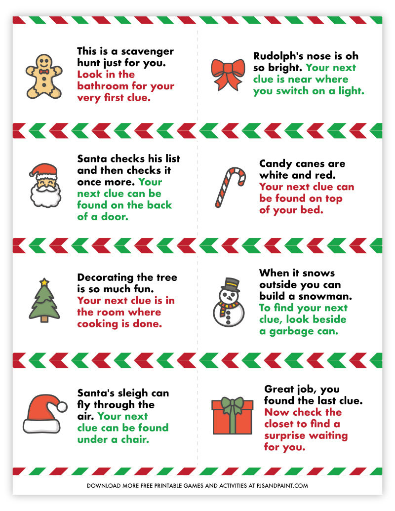 Free Printable Christmas Scavenger Hunt - Pjs And Paint within Christmas Scavenger Hunt Printable