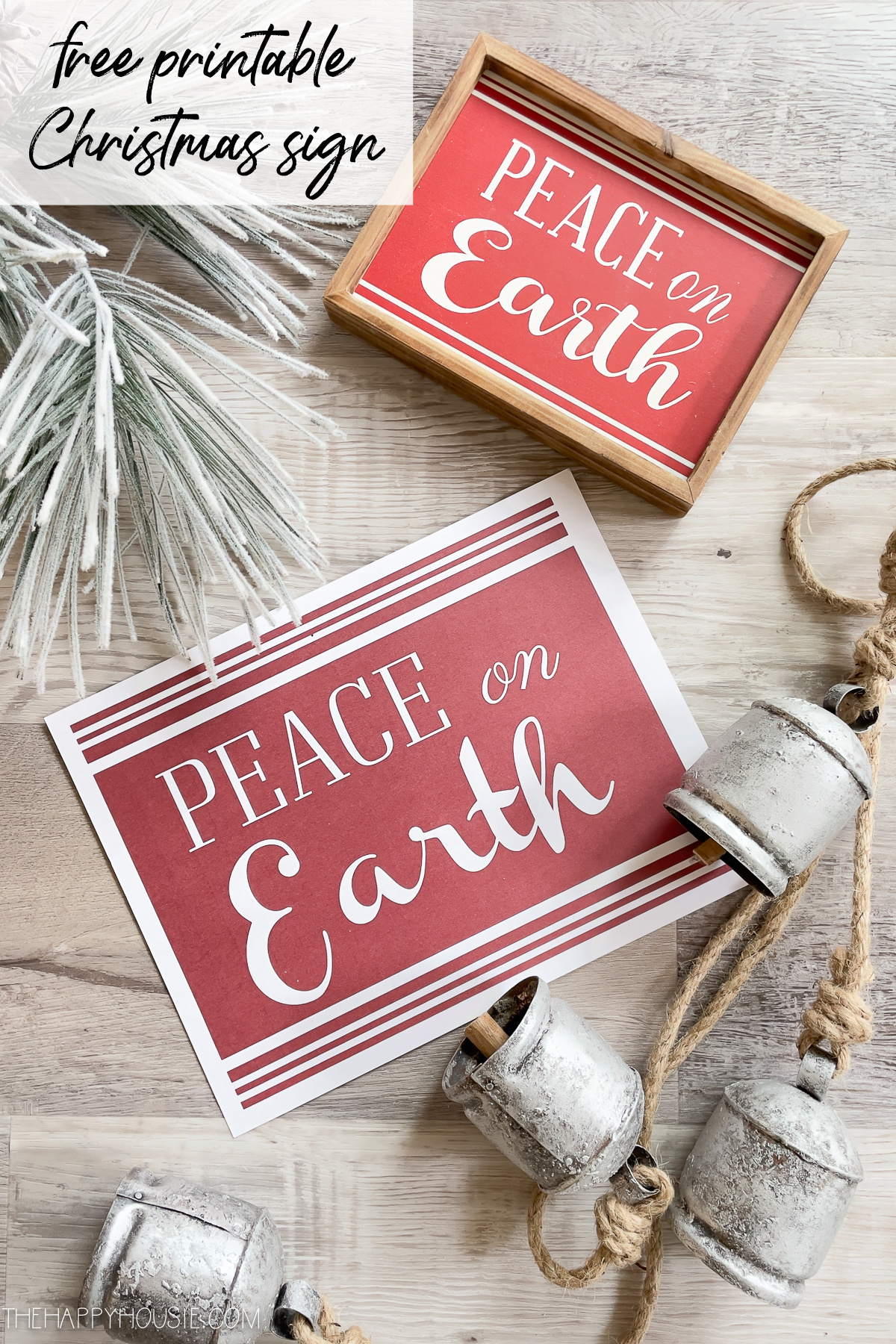Free Printable Christmas Sign: Peace On Earth | The Happy Housie with Christmas Signs Free Printable