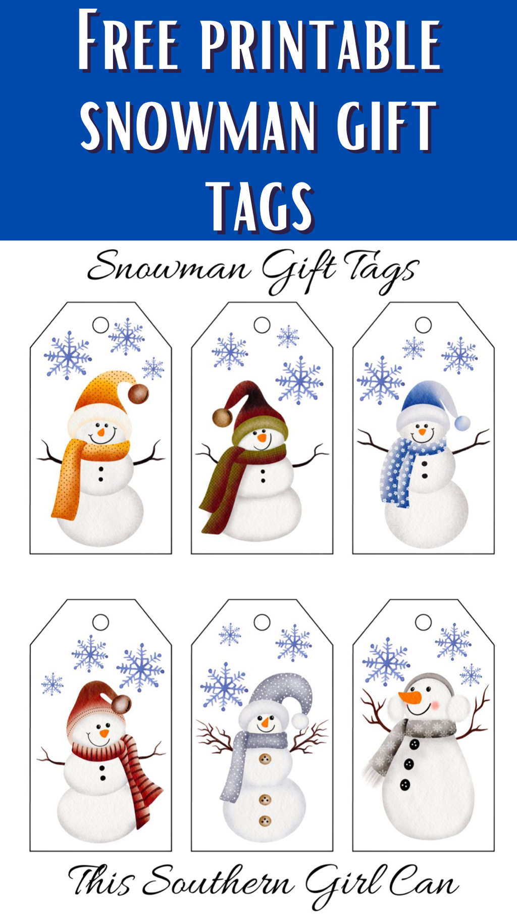 Free Printable Christmas Snowman Gift Tags for Printable Snowman Gift Tags