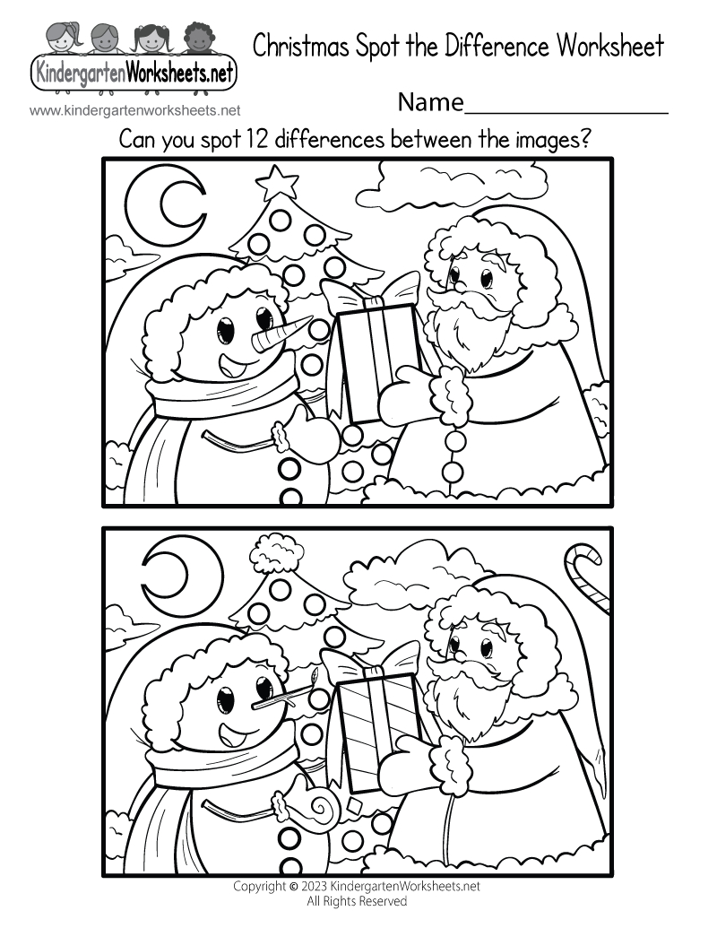 Free Printable Christmas Spot The Difference Worksheet intended for Christmas Spot the Difference Worksheet