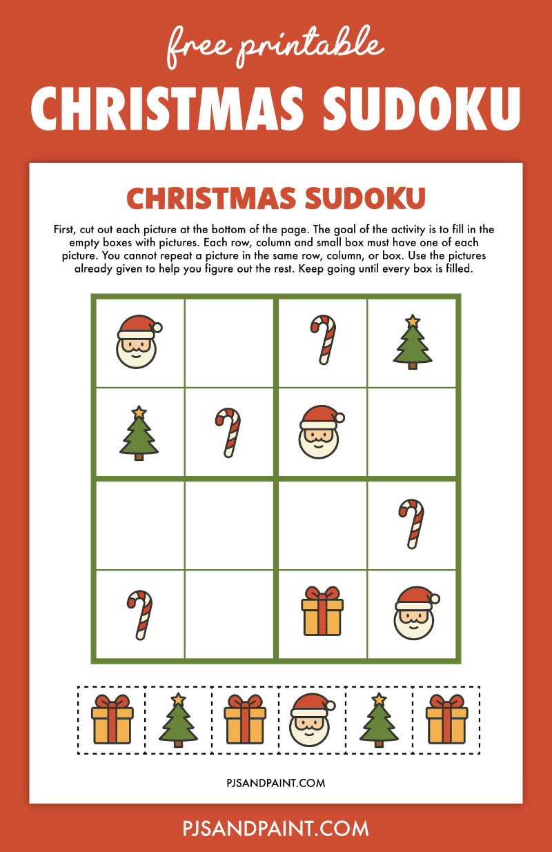 Free Printable Christmas Sudoku Puzzle - Pjs And Paint in Christmas Sudoku Printable