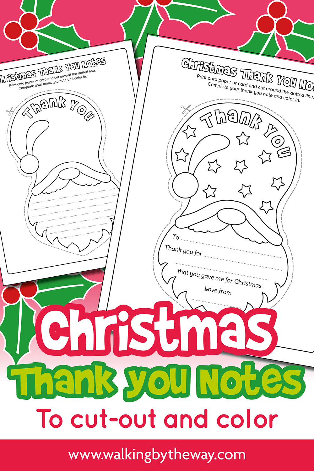 Free Printable Christmas Thank You Notes For Kids - Walkingthe Way inside Free Christmas Thank You Cards Printable