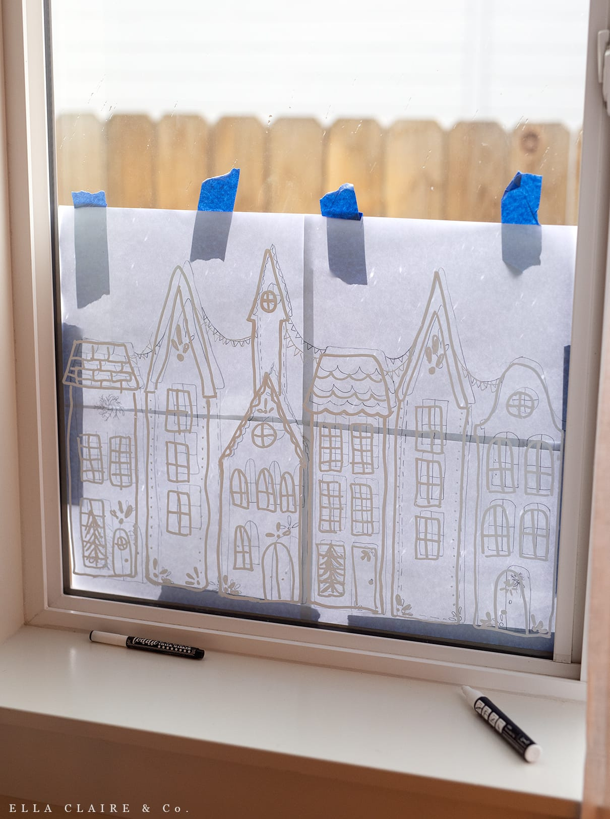 Free Printable Christmas Village Window Stencil - Ella Claire &amp;amp; Co. intended for Free Christmas Window Stencils Printable