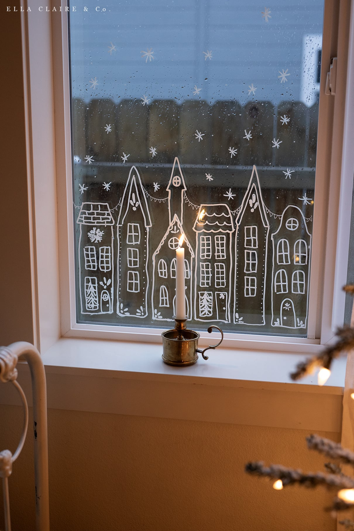 Free Printable Christmas Village Window Stencil - Ella Claire & Co. regarding Gingerbread House Window Template