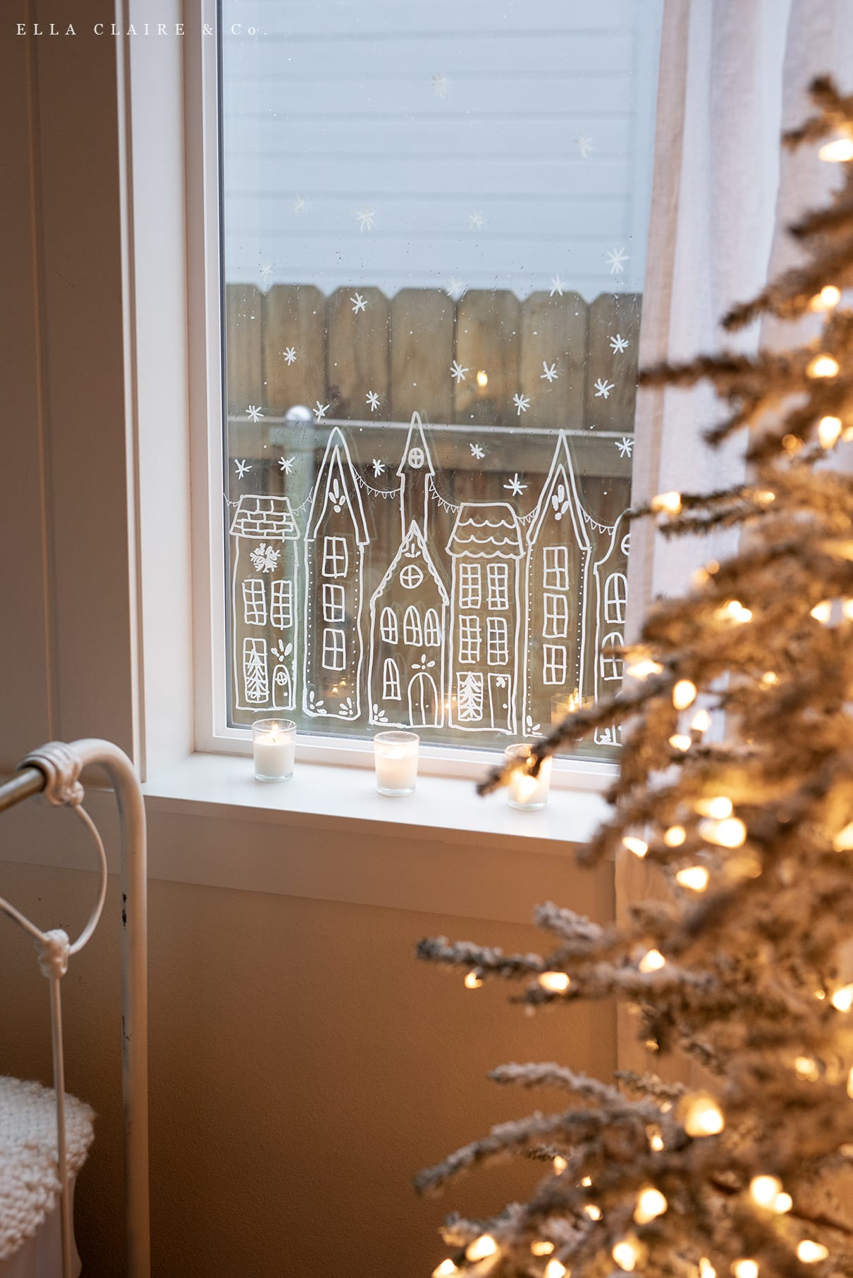 Free Printable Christmas Village Window Stencil - Ella Claire &amp;amp; Co. throughout Printable Christmas Stencils For Windows