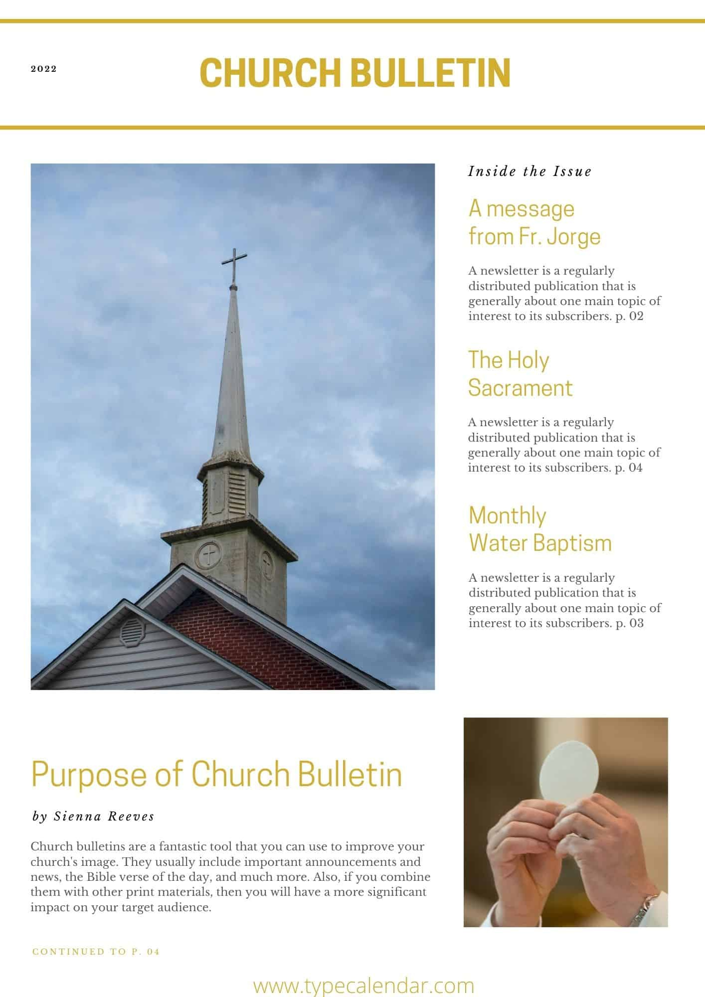 Free Printable Church Bulletin Templates [Word] pertaining to Free Printable Church Bulletin Template