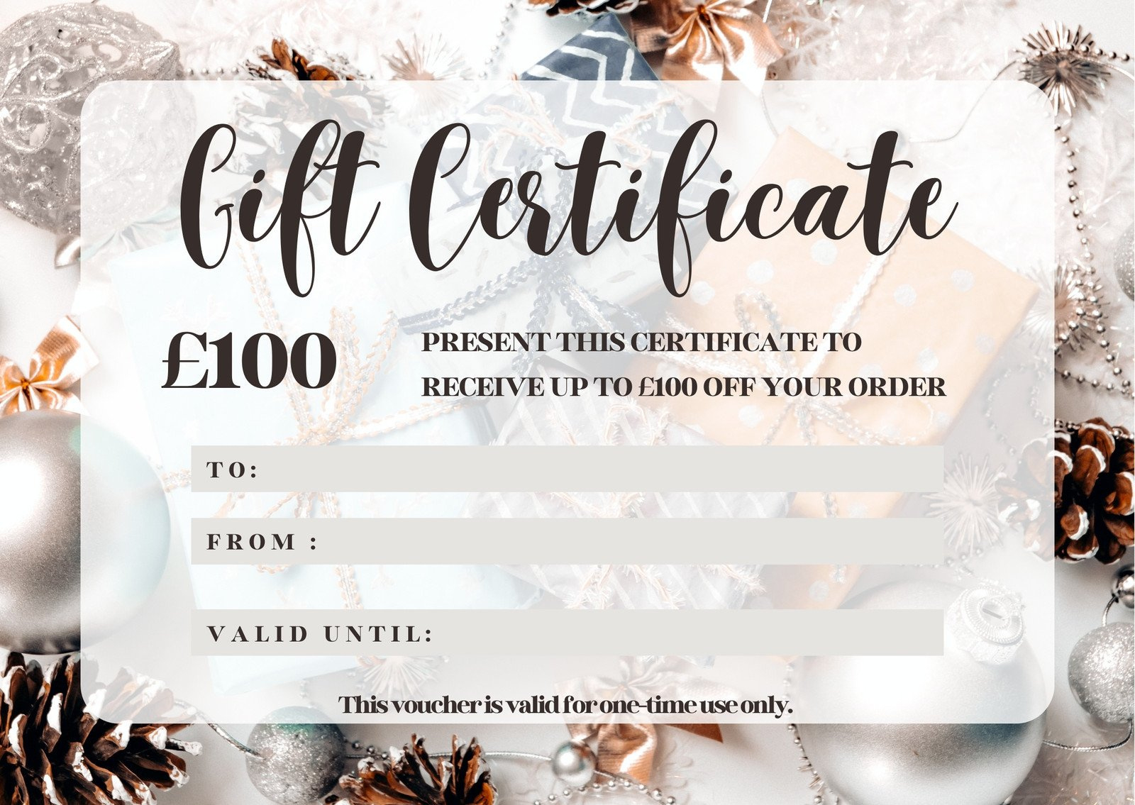 Free, Printable Custom Christmas Gift Certificate Templates | Canva for Christmas Gift Card Printable At Home