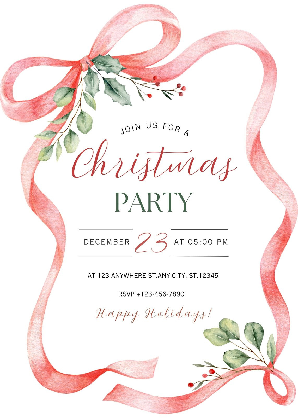 Free, Printable, Customizable Christmas Invitation Templates | Canva with regard to Christmas Birthday Invitations Printable