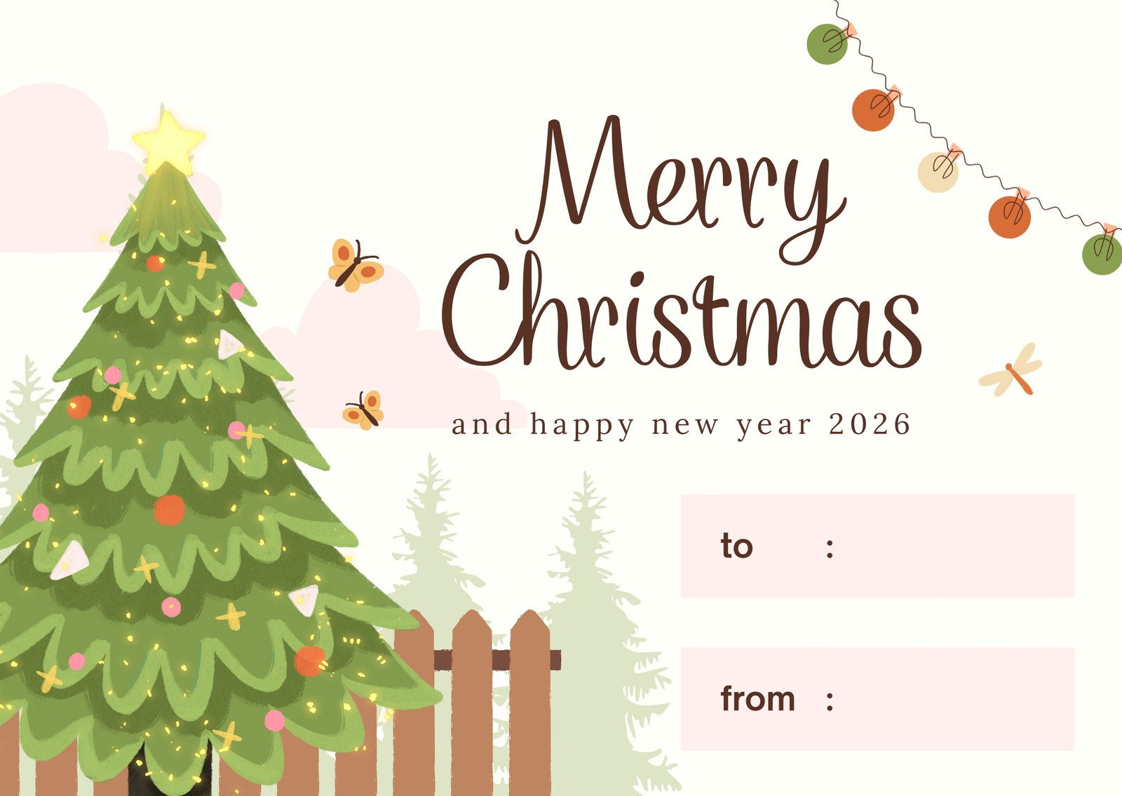 Free Printable, Customizable New Year Card Templates | Canva regarding Printable Christmas and New Year Cards For Free