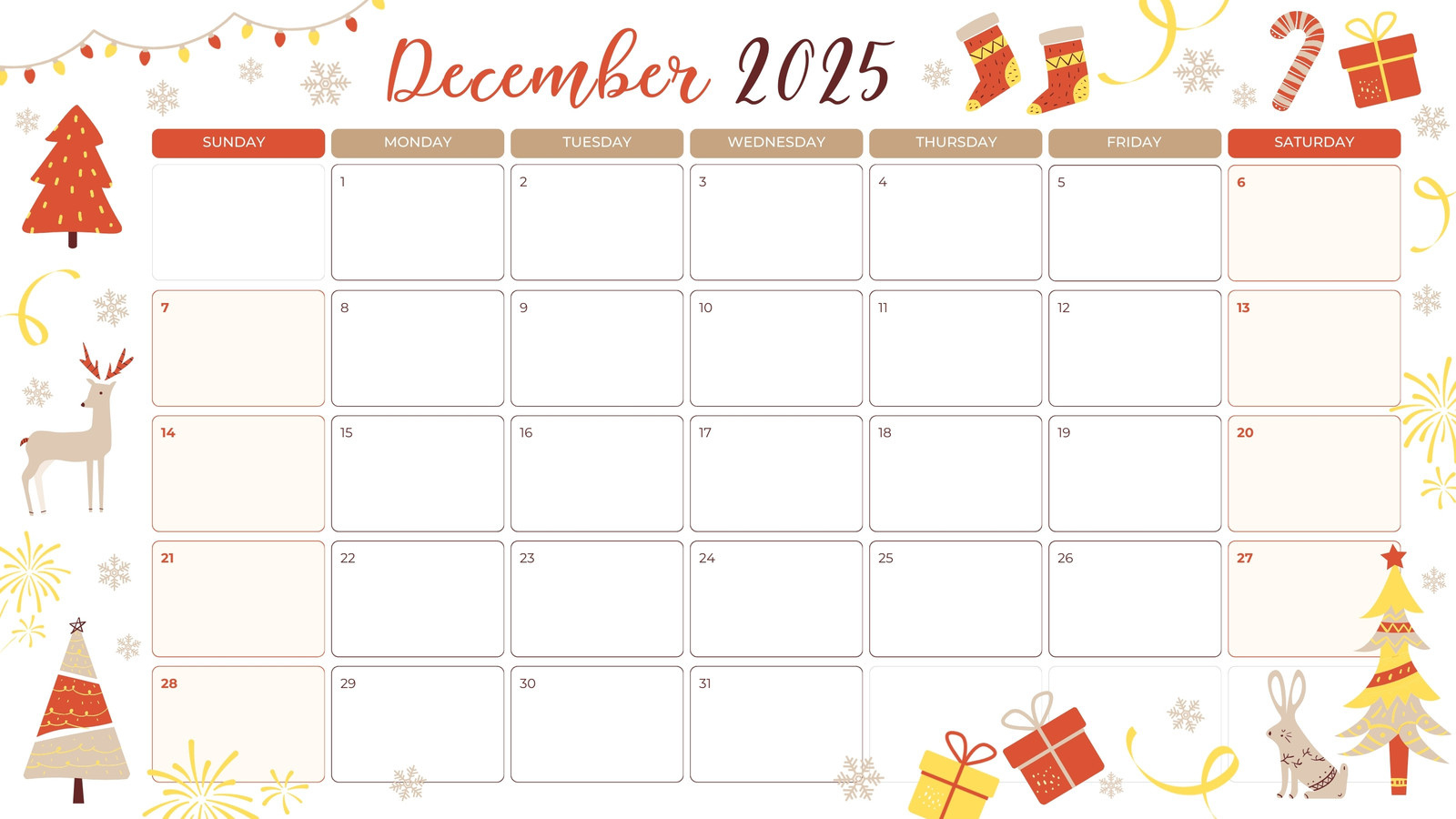 Free, Printable December 2025 Calendar Templates | Canva in December Planner Pages Printable