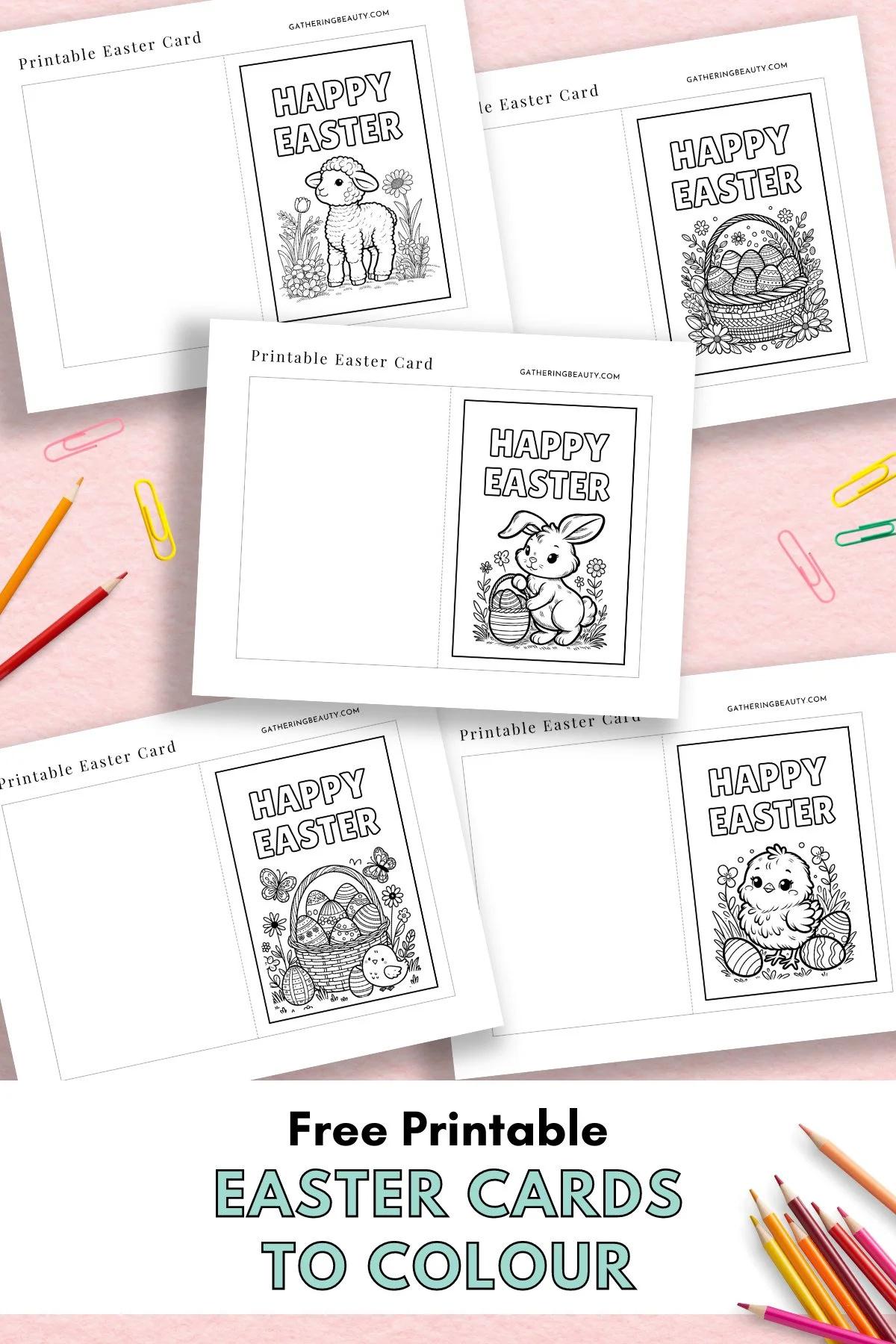 Free Printable Easter Cards To Colour — Gathering Beauty throughout Free Printable Easter Thank You Cards