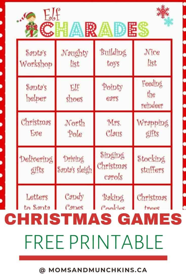 Free Printable Elf Charades - Moms &amp;amp; Munchkins with Christmas Password Game Printable