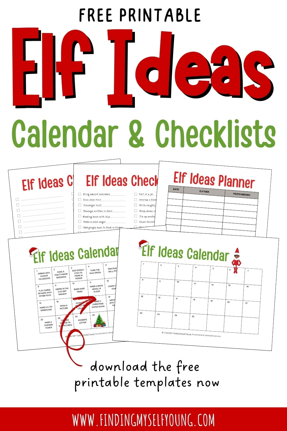 Free Printable Elf Ideas Planner & Calendar | Finding Myself Young throughout Elf on the Shelf Calendar 2025 Printable Free