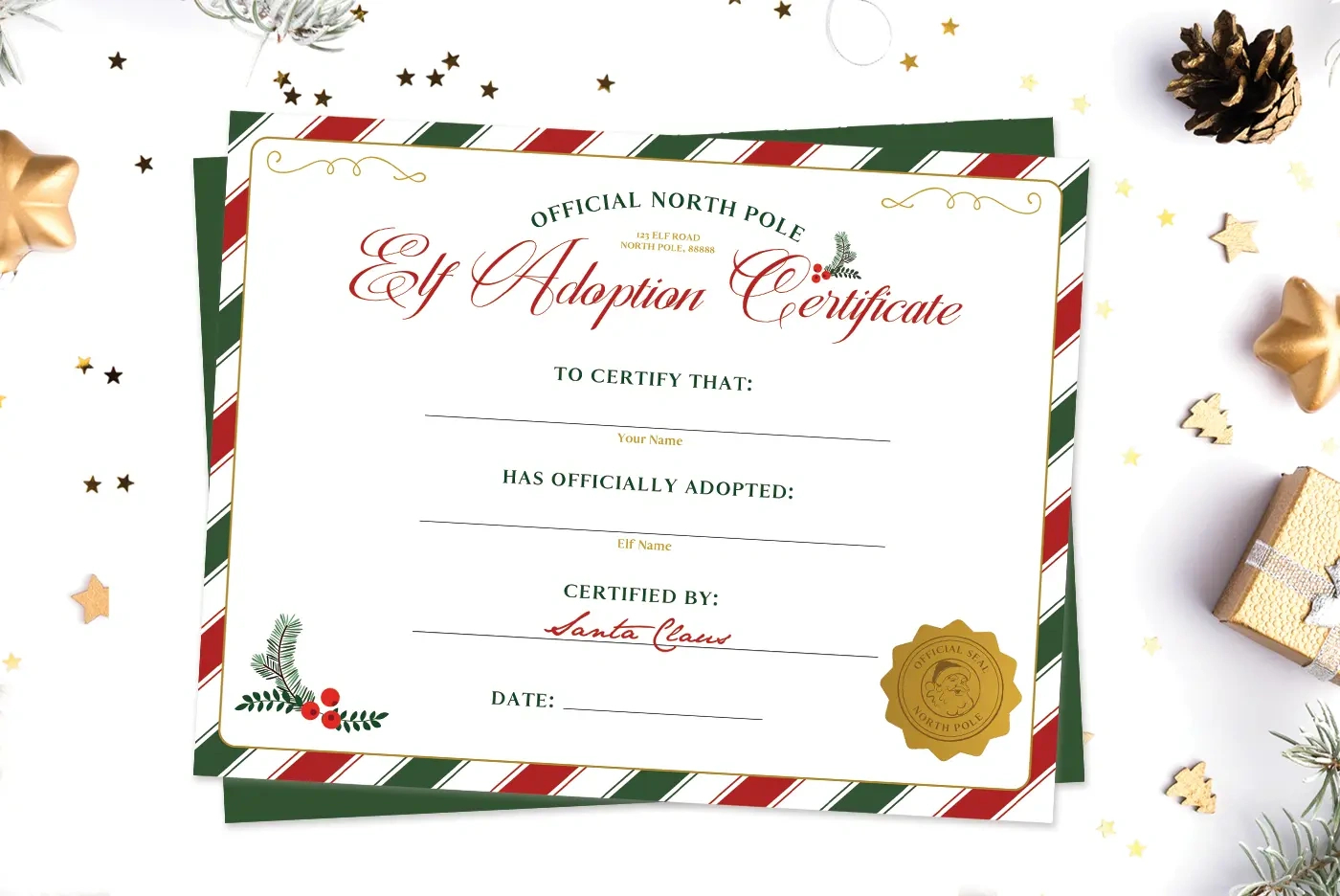 Free Printable Elf On The Shelf Adoption Certificate - Favorite with regard to North Pole Adoption Certificate Printable