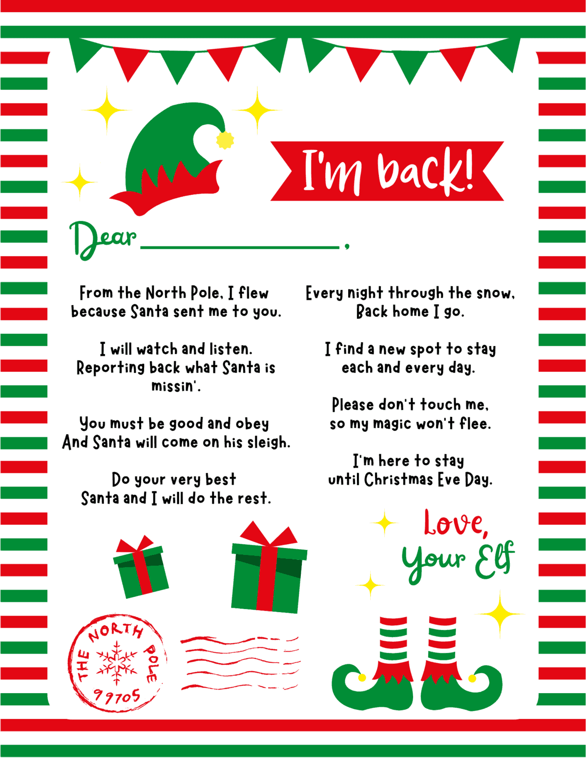 Free Printable Elf On The Shelf Arrival Letter - Prudent Penny Pincher for Elf on the Shelf Return Printable
