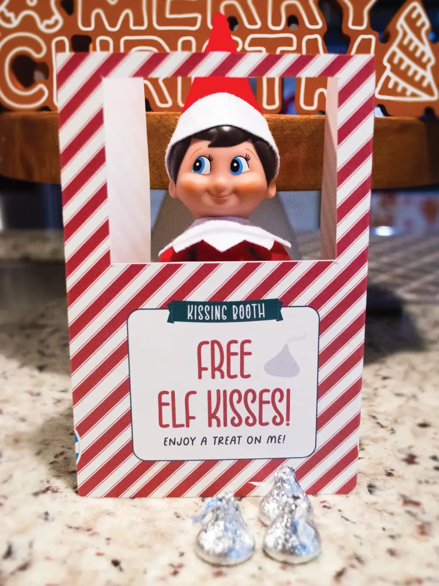 Free Printable Elf On The Shelf Kissing Booth - Favorite Printables intended for Elf On The Shelf Hershey Kisses Printable
