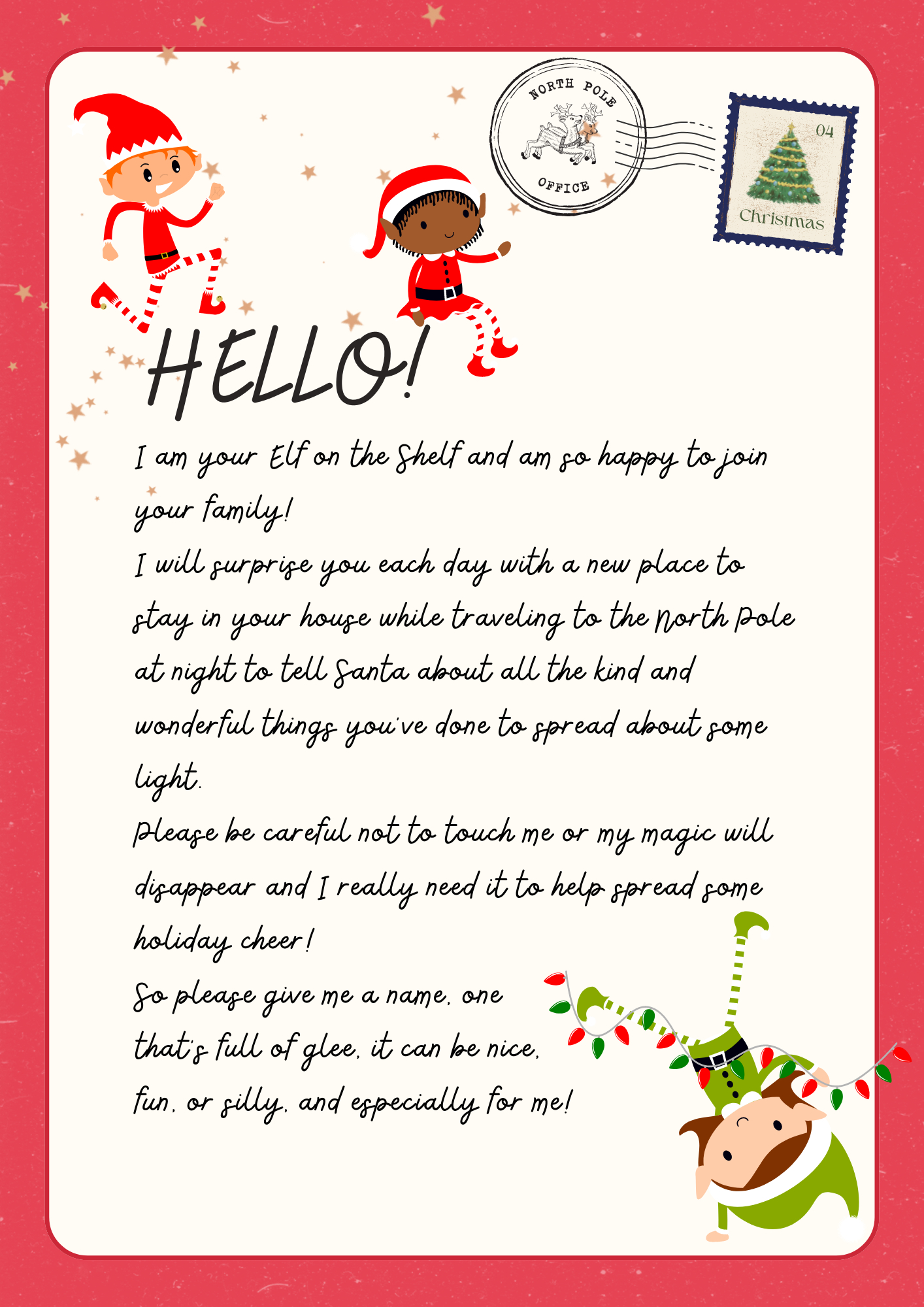 Free Printable Elf On The Shelf Welcome Letters 2025 inside Elf on the Shelf Hello Letters Printable