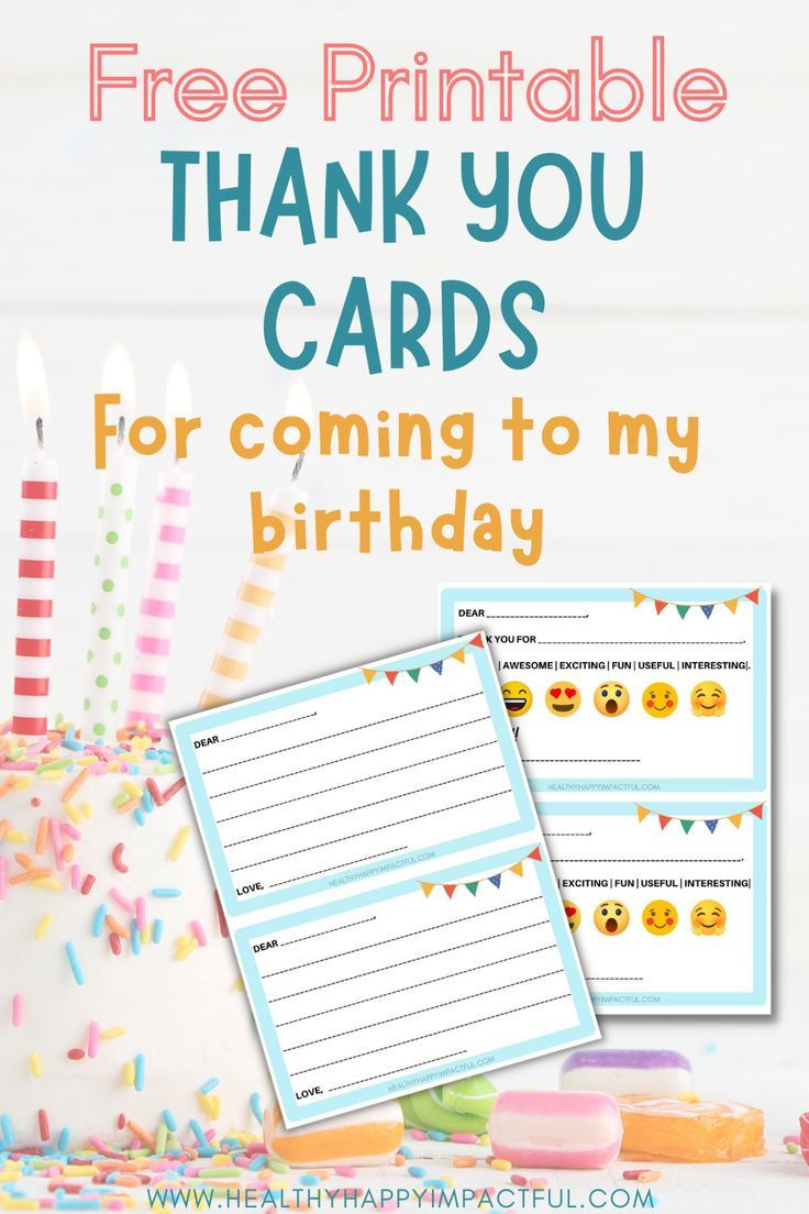 Free Printable 🥳 Thank You For Coming To My Birthday Cards with regard to Printable Free Thank You Cards For Birthday