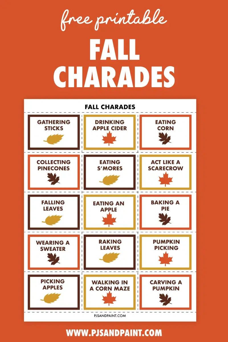 Free Printable Fall Charades - Pjs And Paint pertaining to Free Printable Charades Cards