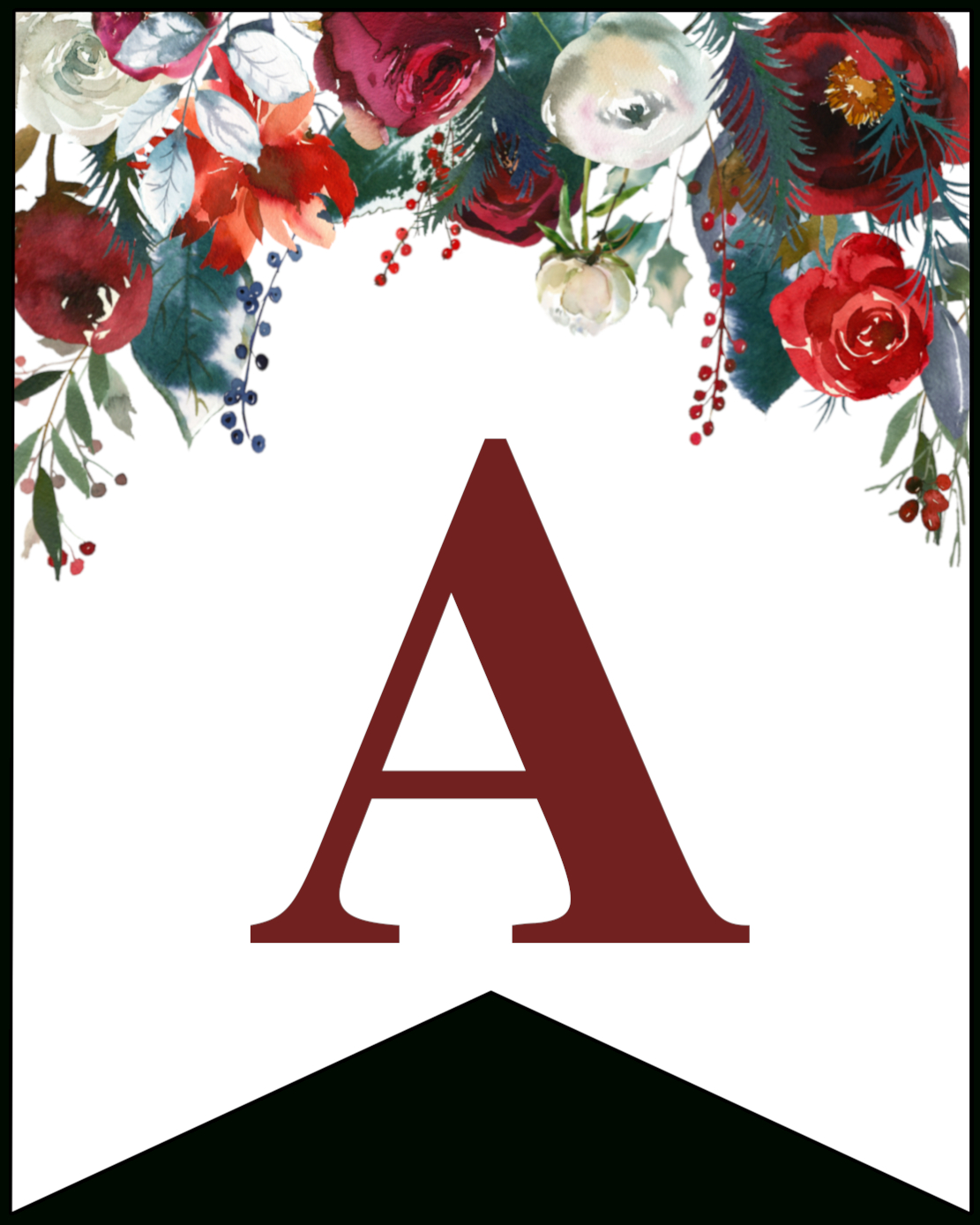 Free Printable Floral Christmas Banner Letters - Paper Trail Design regarding Banner Cut Out Christmas Alphabet Letters Printable