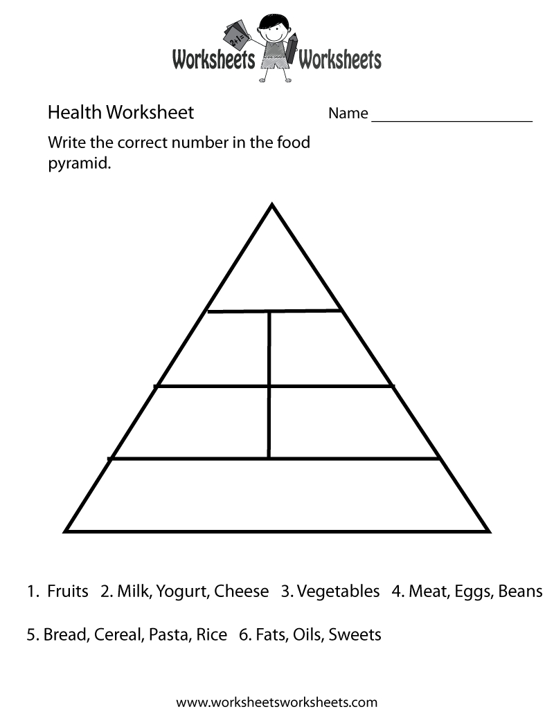 Free Printable Food Pyramid Health Worksheet for Free Printable Food Pyramid Worksheets
