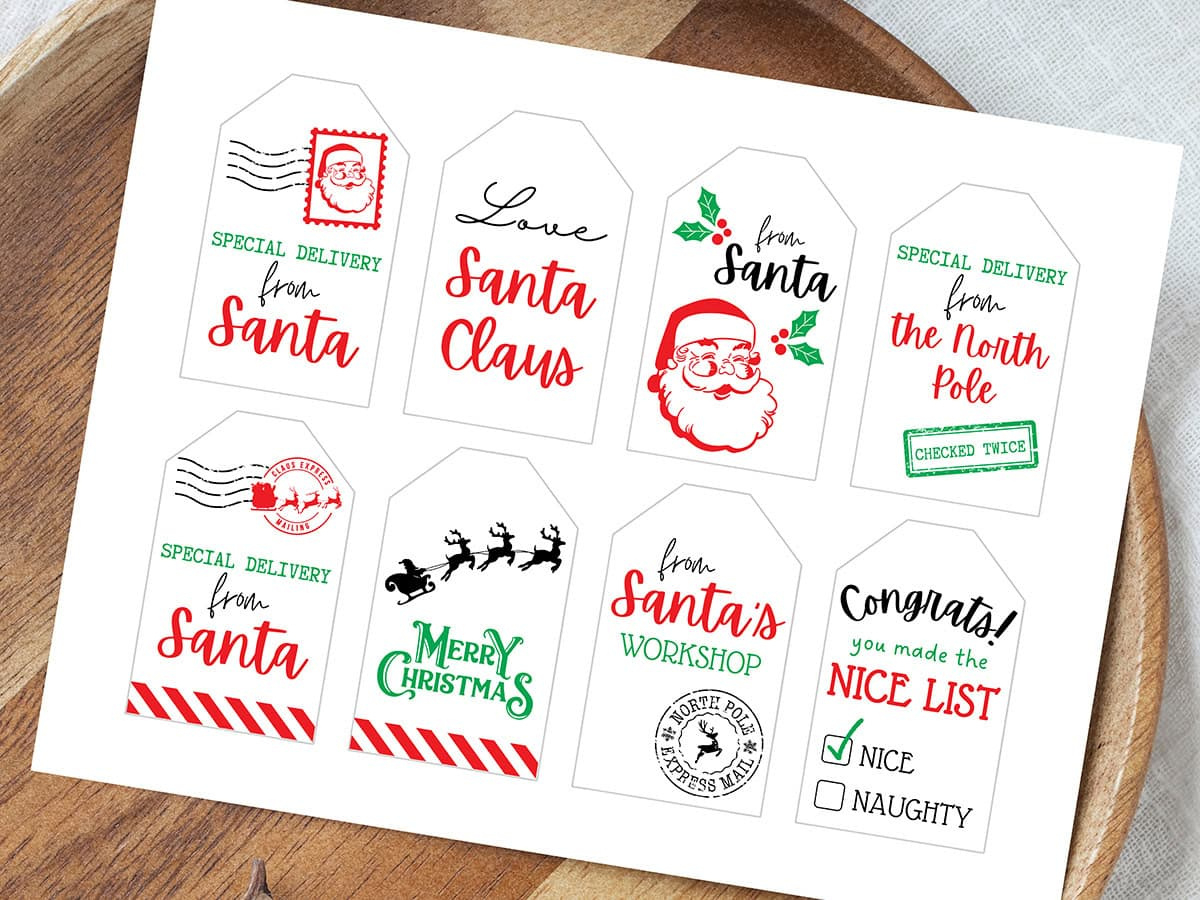 Free Printable &amp;quot;From Santa&amp;quot; Gift Tags For Christmas - Aubree Originals pertaining to Christmas Labels From Santa Printable
