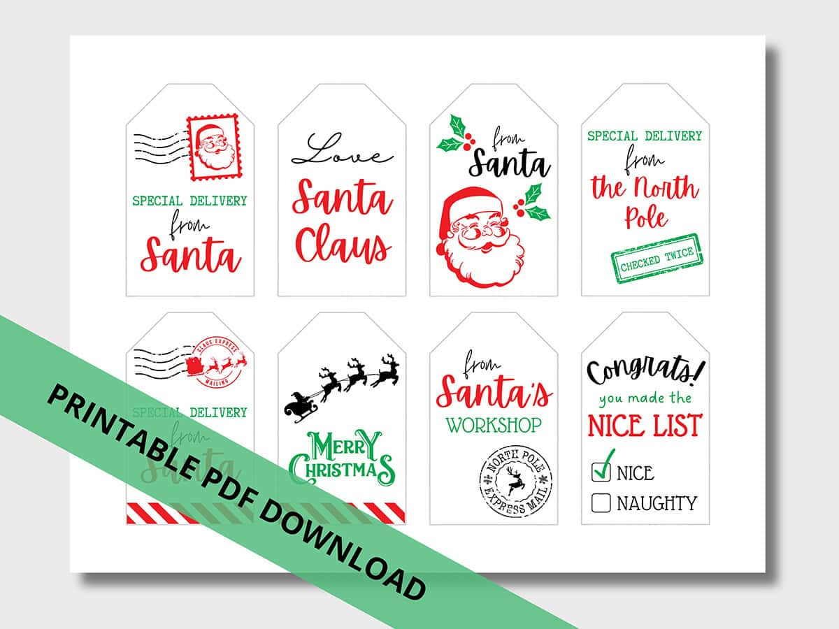 Free Printable &amp;quot;From Santa&amp;quot; Gift Tags For Christmas - Aubree Originals with Pdf Printable Christmas Tags