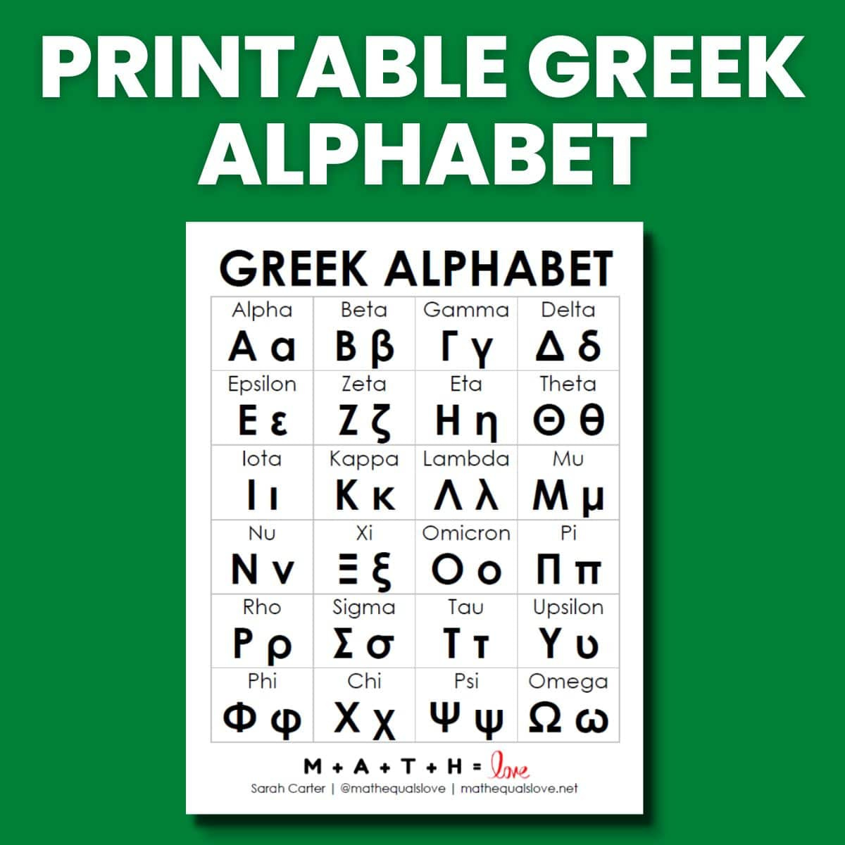 Free Printable Greek Alphabet | Math = Love with regard to Free Printable Greek Letters