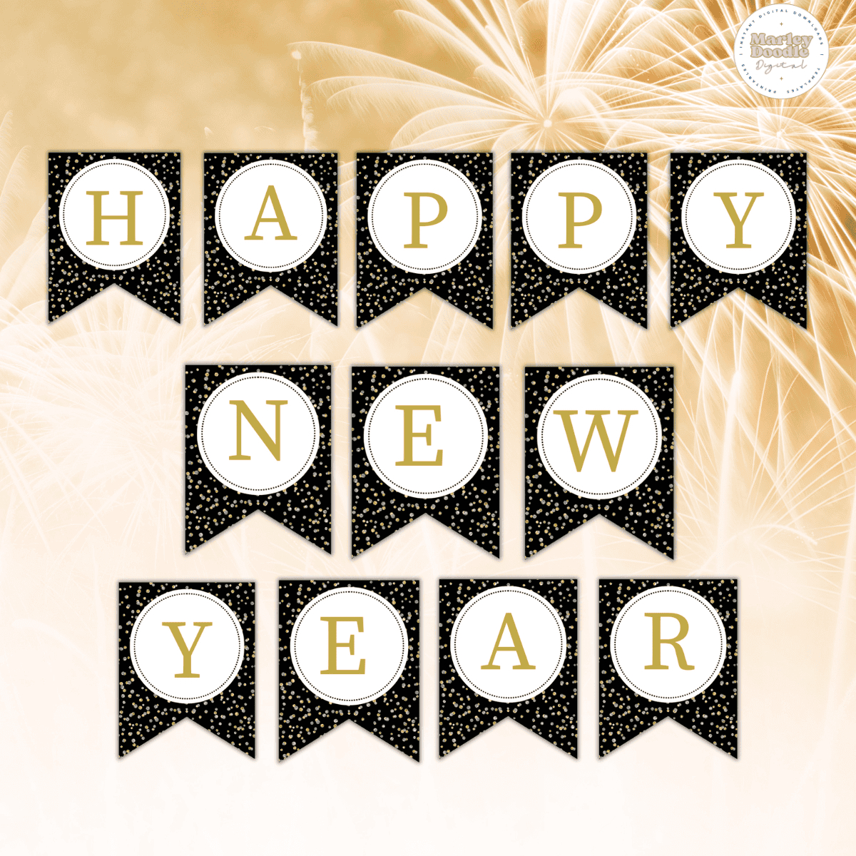 Free Printable Happy New Year Banner (Includes All Letters for Happy New Year Letter Banner Printable