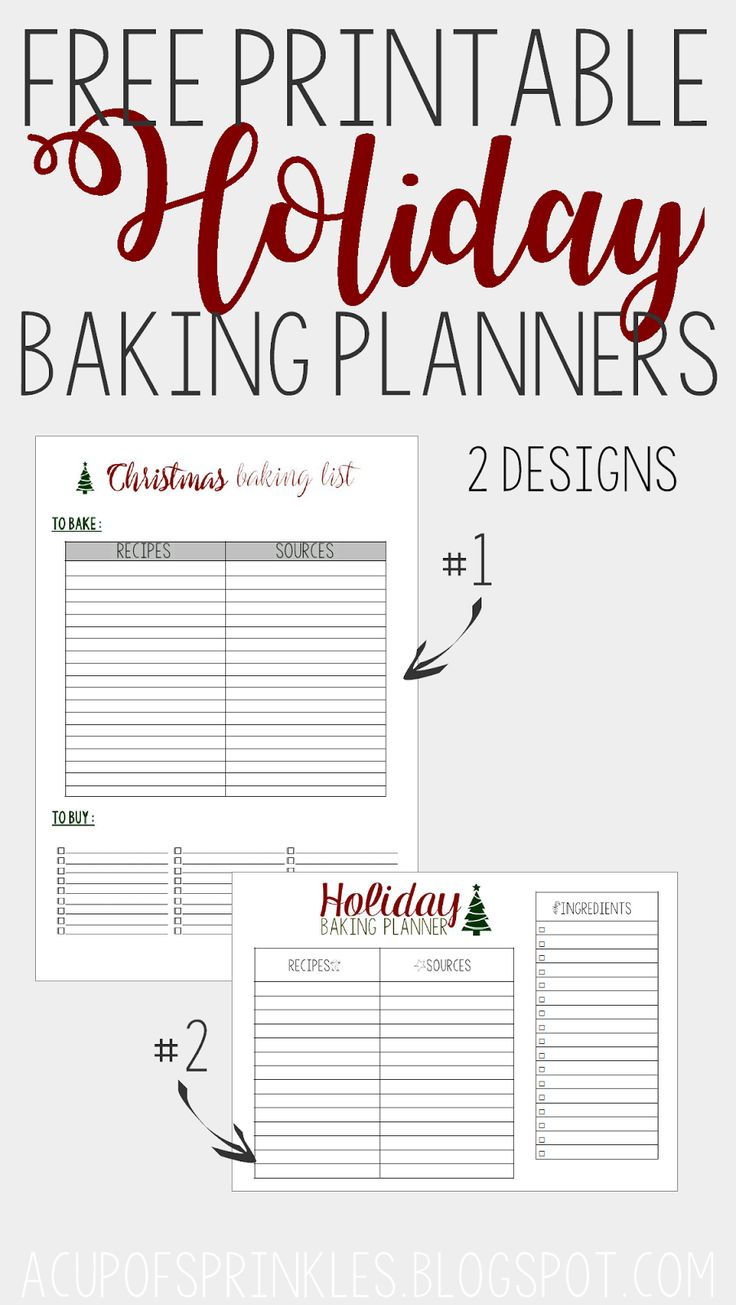 Free Printable Holiday Baking Planners: Get Organized For The Holidays with Christmas Baking List Printable