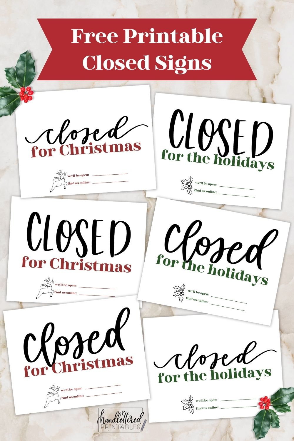 Free Printable Holiday Closed Signs (+ Christmas Version) - Hand with Free Printable Holiday Closed Signs