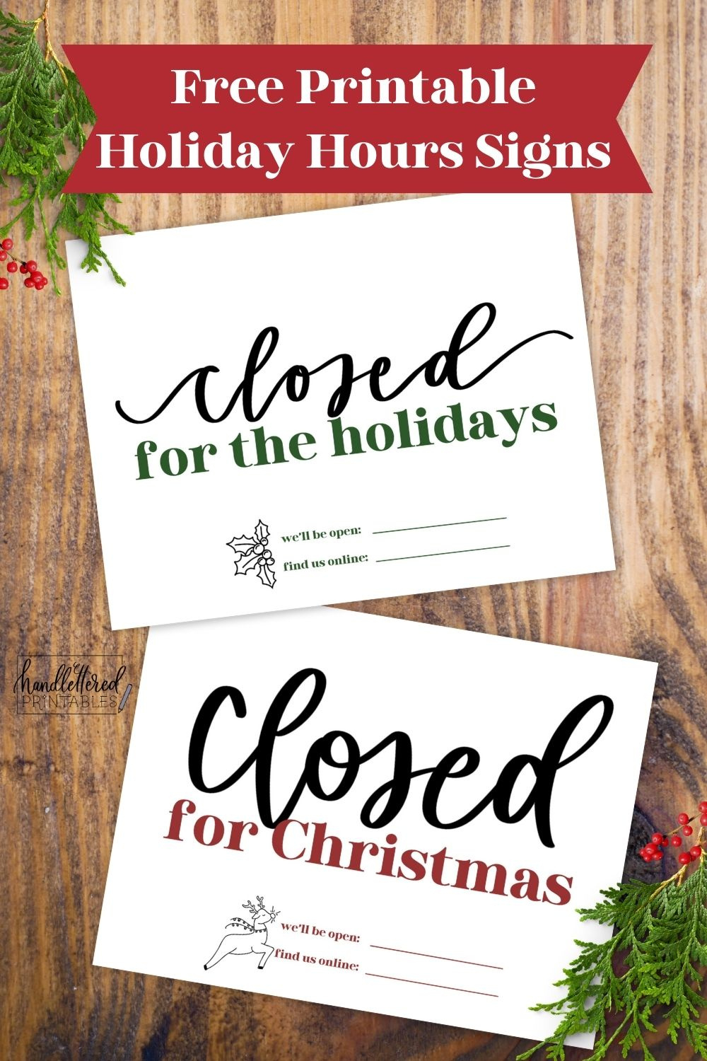 Free Printable Holiday Closed Signs (+ Christmas Version) - Hand within Free Printable Holiday Closed Signs