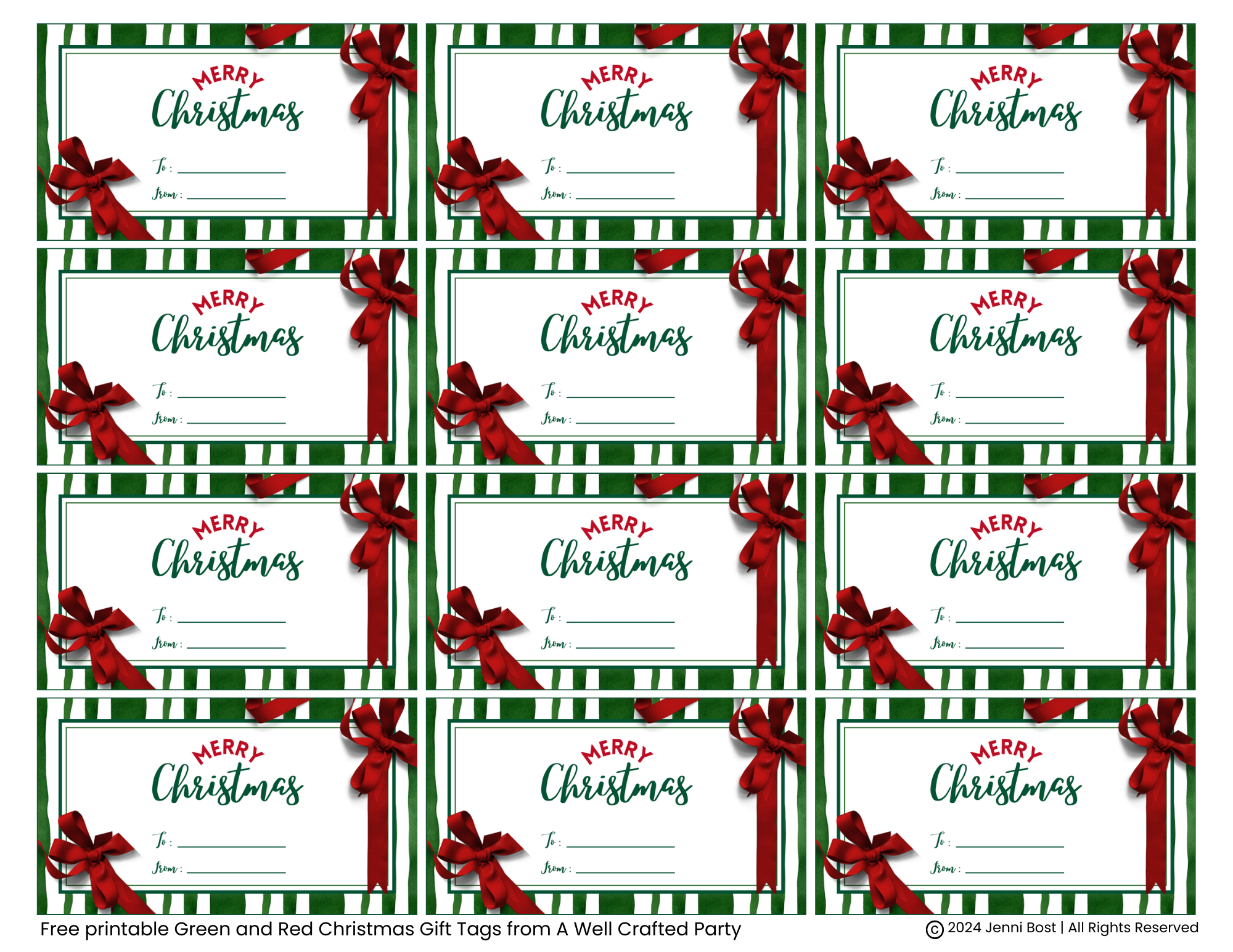 Free Printable Holiday Gift Tags – A Well Crafted Party inside Christmas Name Tags Template Printable
