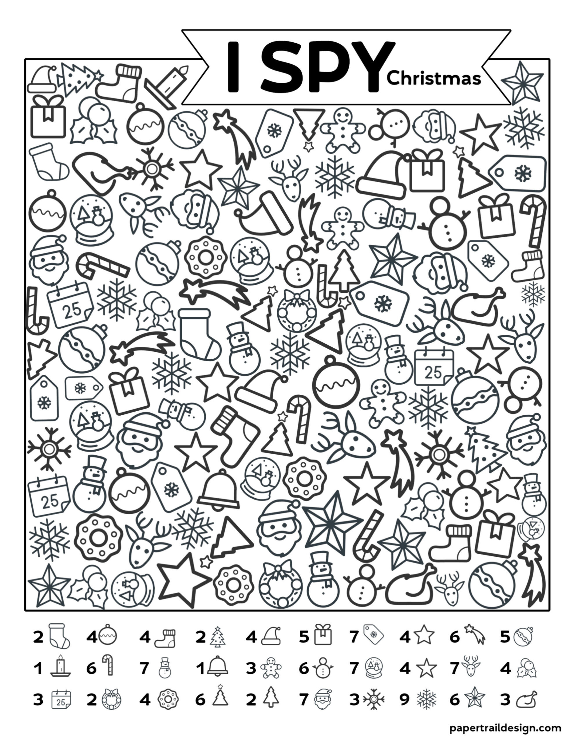 Free Printable I Spy Christmas Activity - Paper Trail Design in Christmas I Spy Printable Free